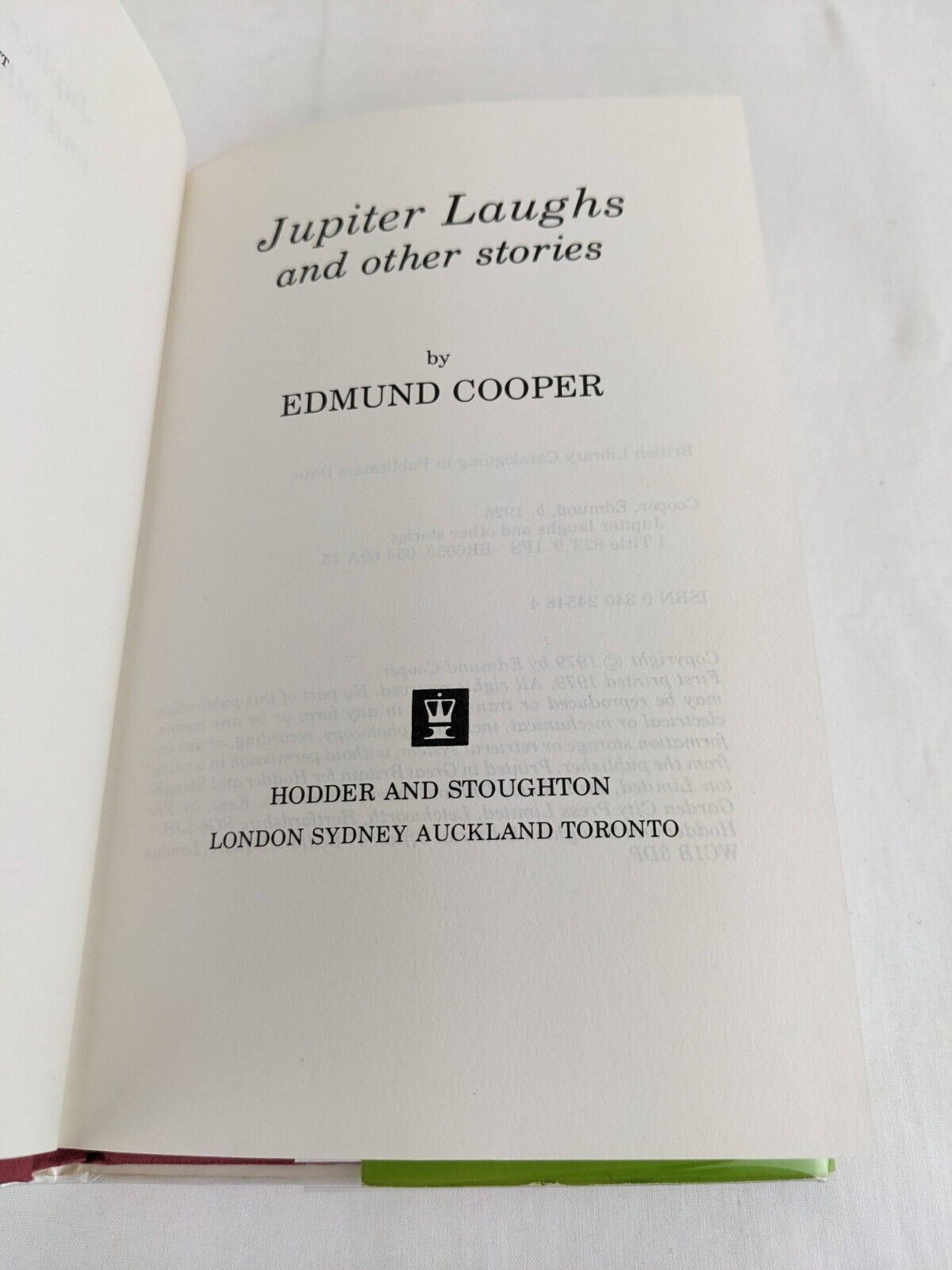 Jupiter laughs and other stories by Edmund Cooper 1979 Hardcover UK First Ed.