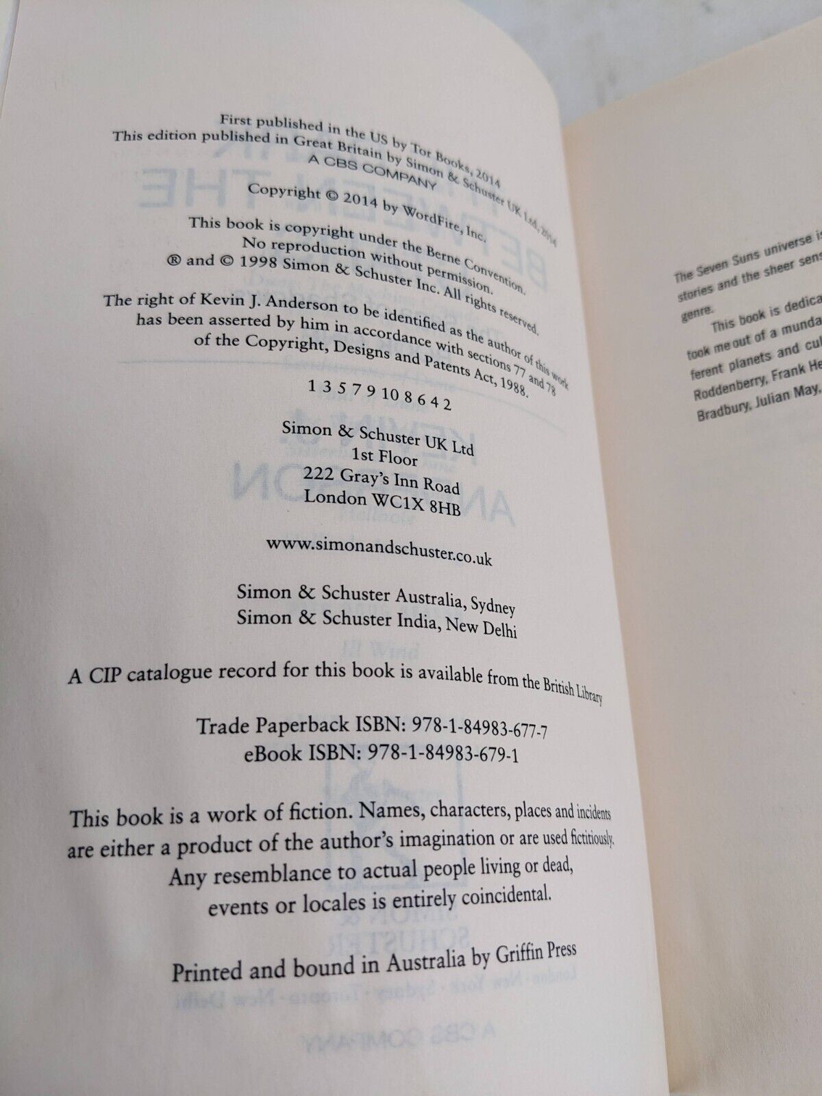 The dark between the stars by Kevin J. Anderson 2014 Saga of shadows