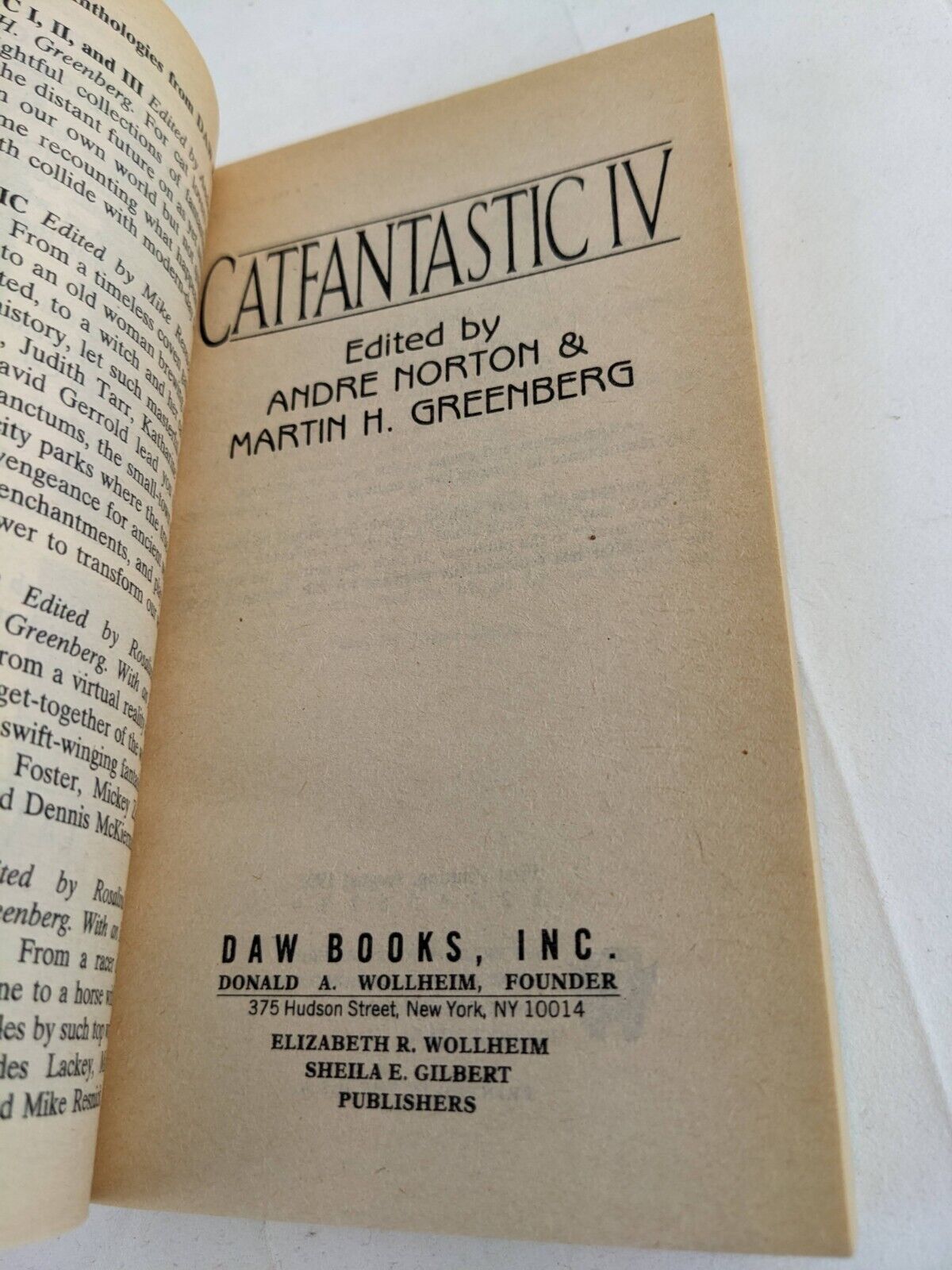Catfantastic series x 4 by Andre Norton / Martin H. Greenberg 1991 Short Stories