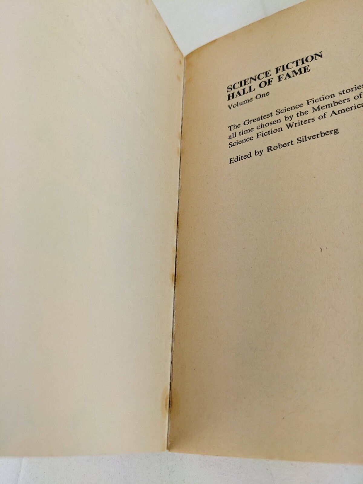 Science fiction hall of fame volume one edited by Robert Silverberg 1972