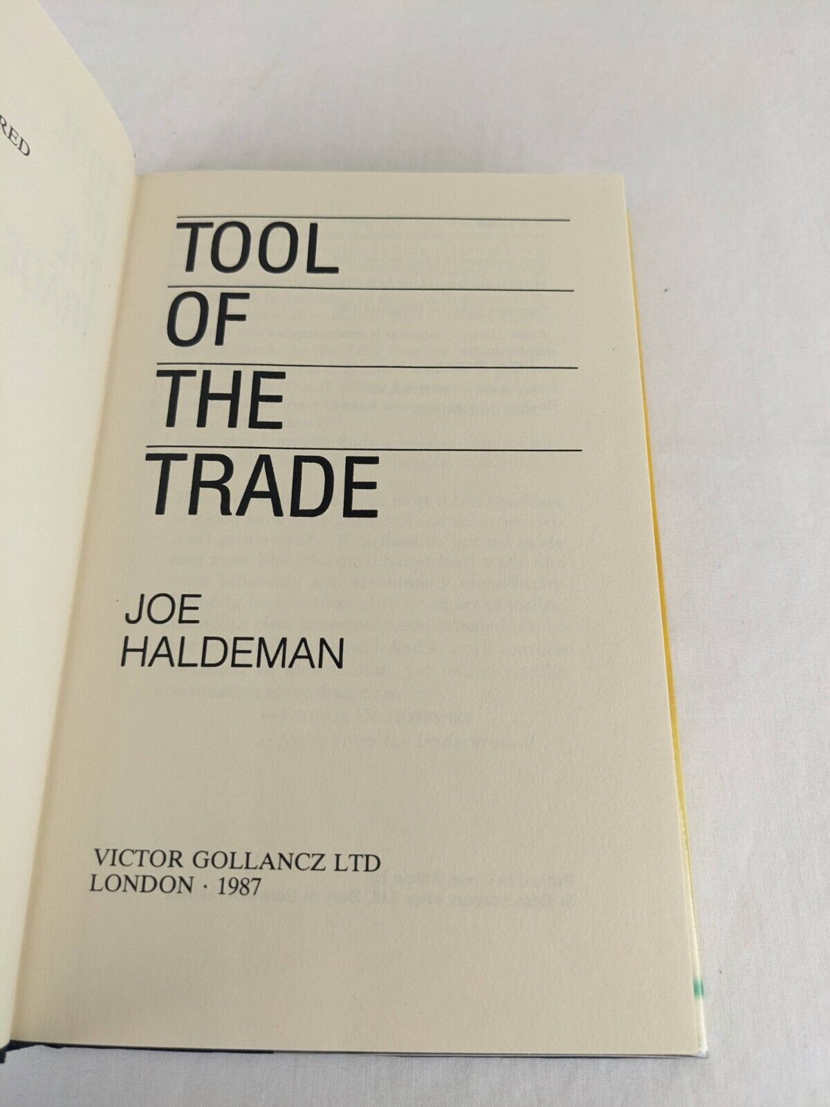 Tool of the trade by Joe Haldeman 1987 Hardcover Gollancz SF