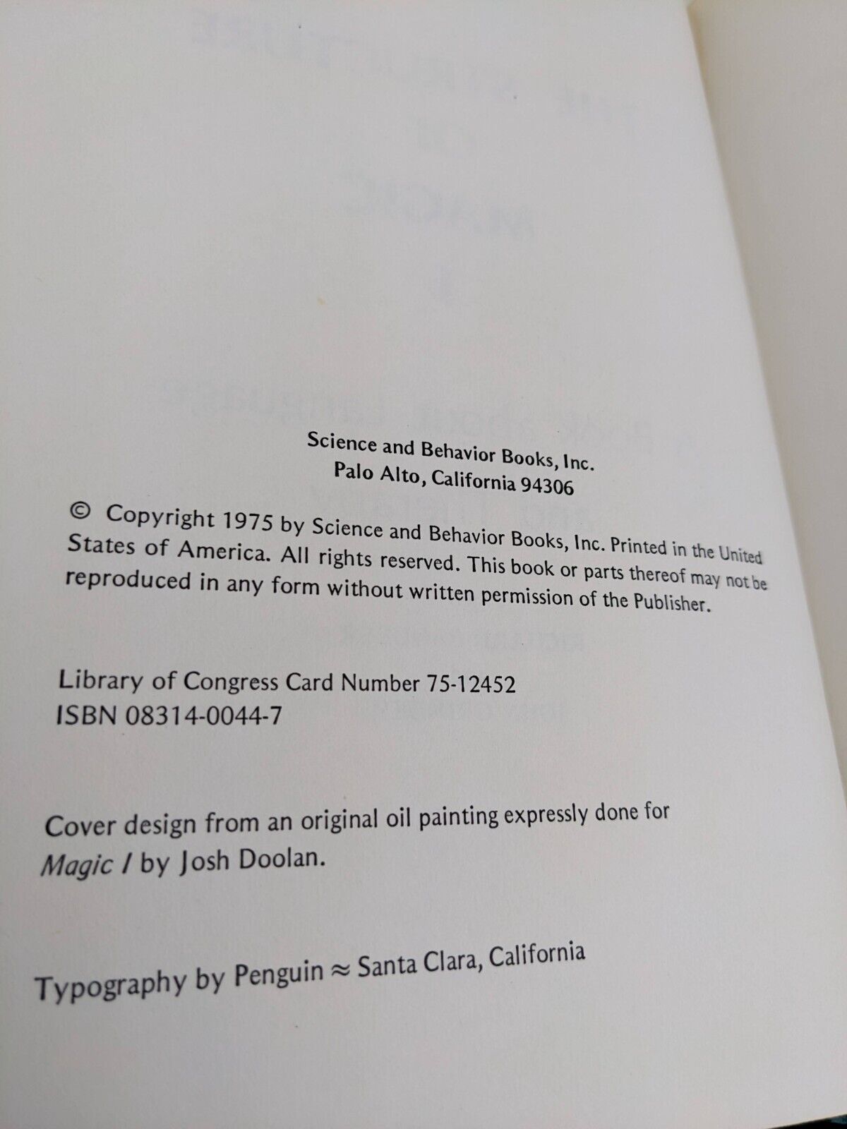 Structure of Magic I: Book about Language and Therapy Richard Bandler 1975 HC