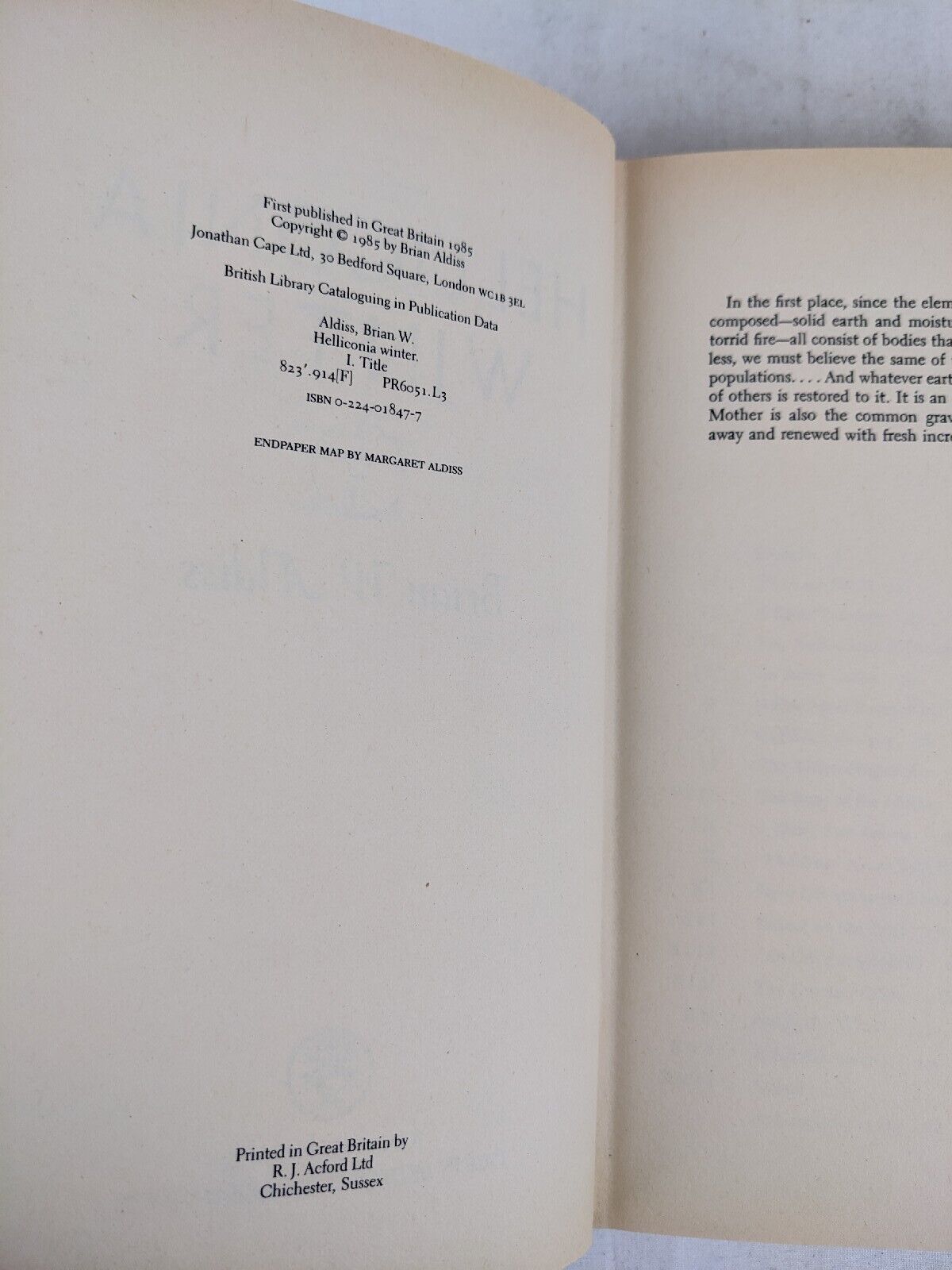 Helliconia Winter by Brian Aldiss 1985 hardcover first edition