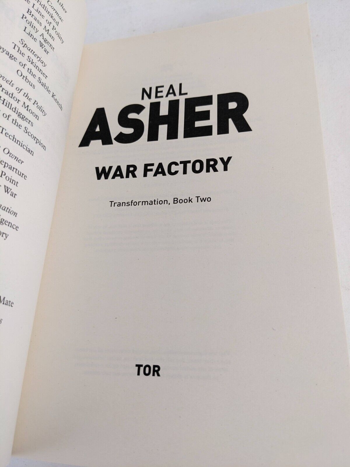 War factory by Neal Asher 2016 Transformation