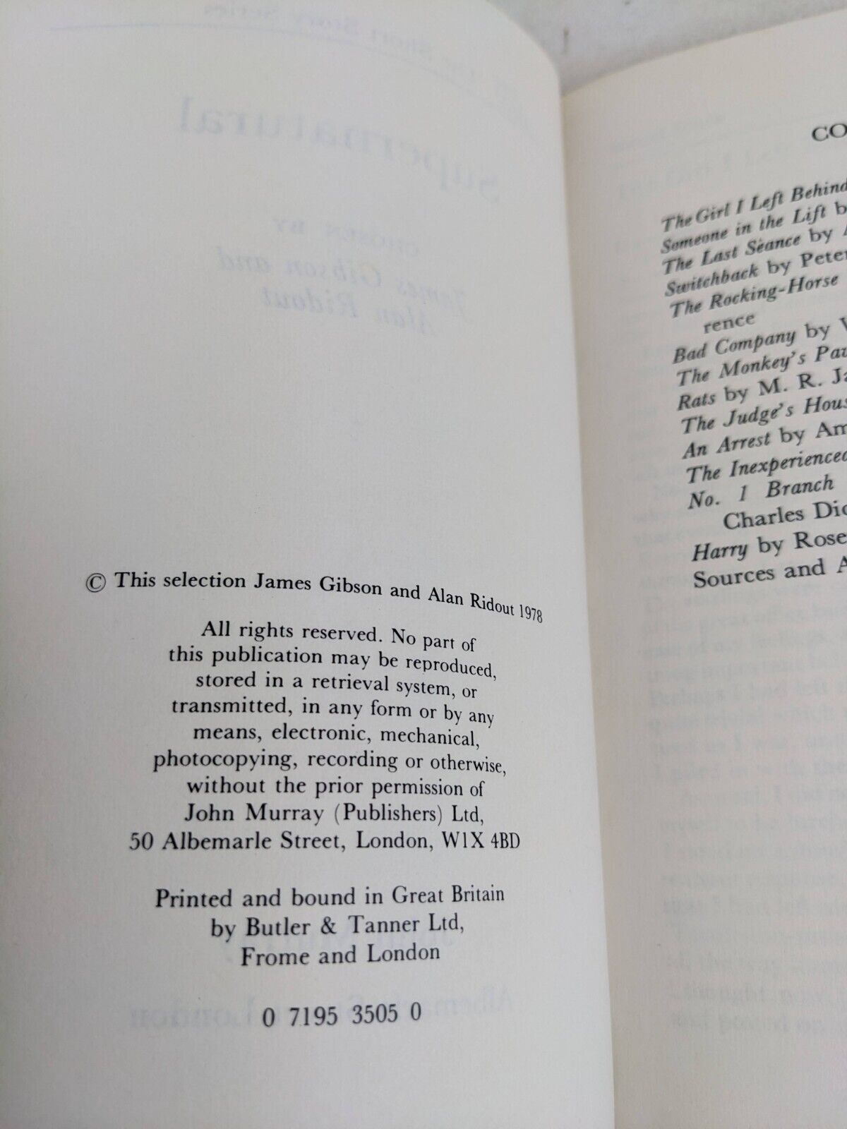 Supernatural by Alan Ridout & James Gibson 1978 Horror Short stories