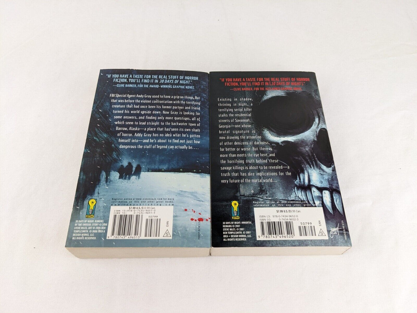 30 days of night: Rumors of the undead & Immortal remains by Steve Niles 2006