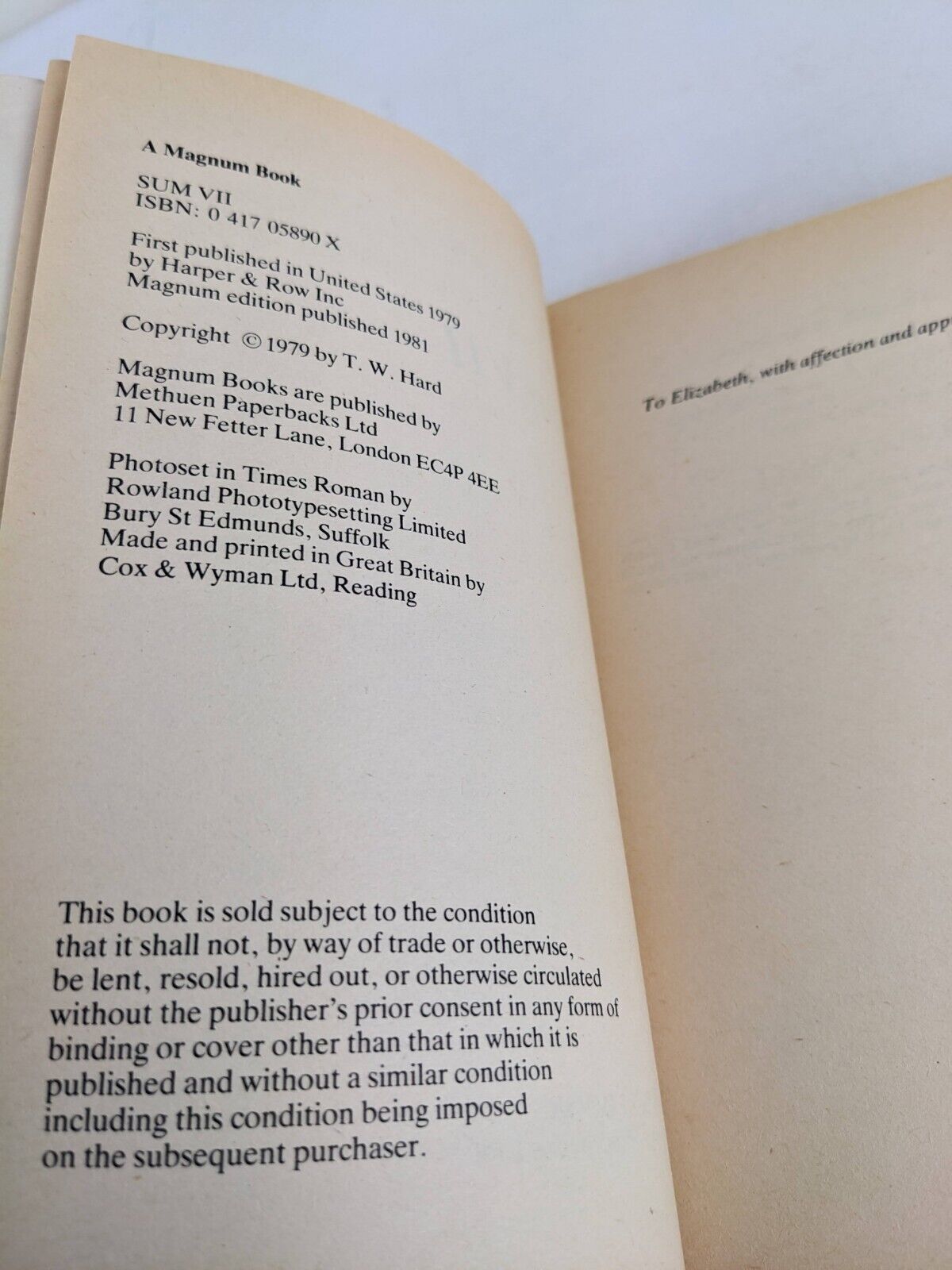 SUM VII by T. W. Hard 1981 Magnum Book