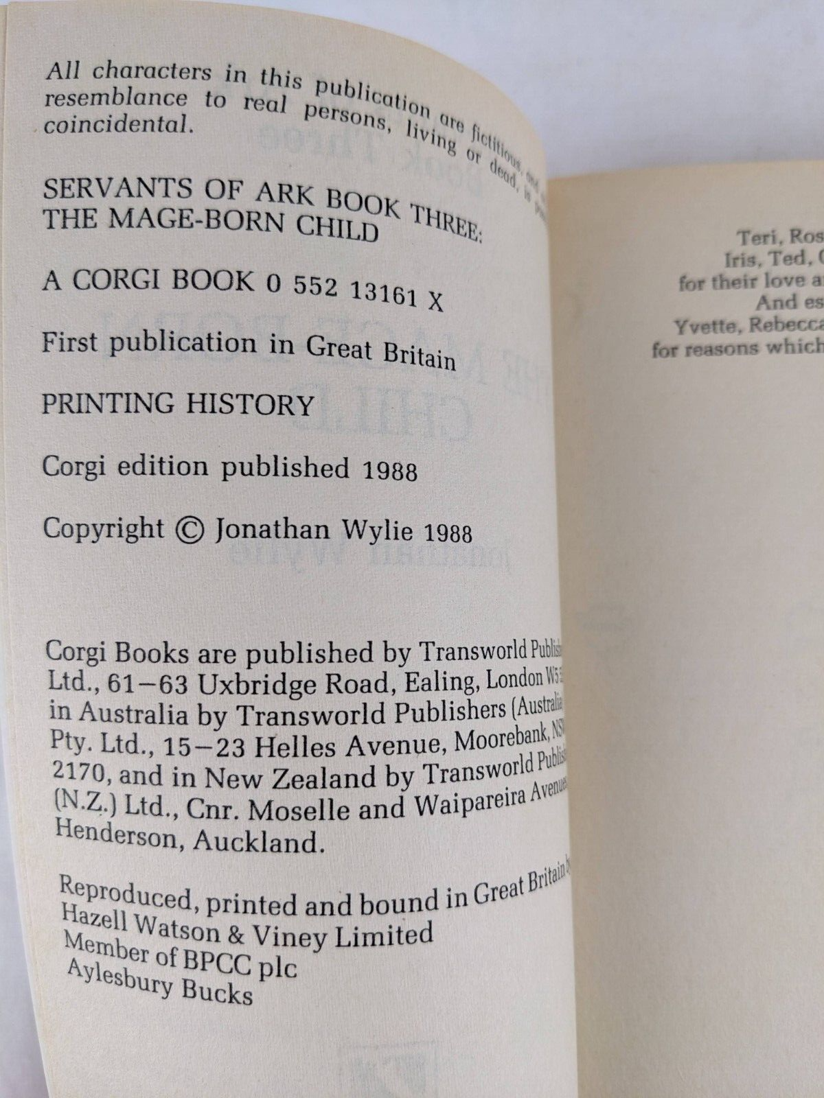 Servants of Ark trilogy by Jonathan Wylie 1987 - First named, Circle, Child