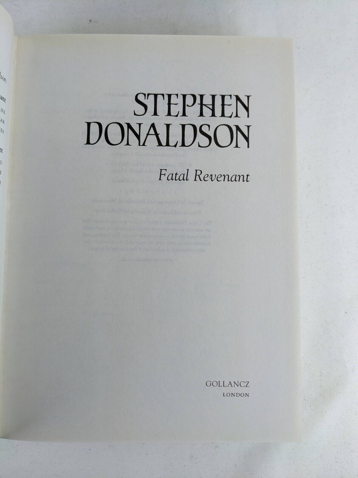 Last Thomas Covenant by Stephen Donaldson - Earth, Fatal, Ending Hardcover 2004