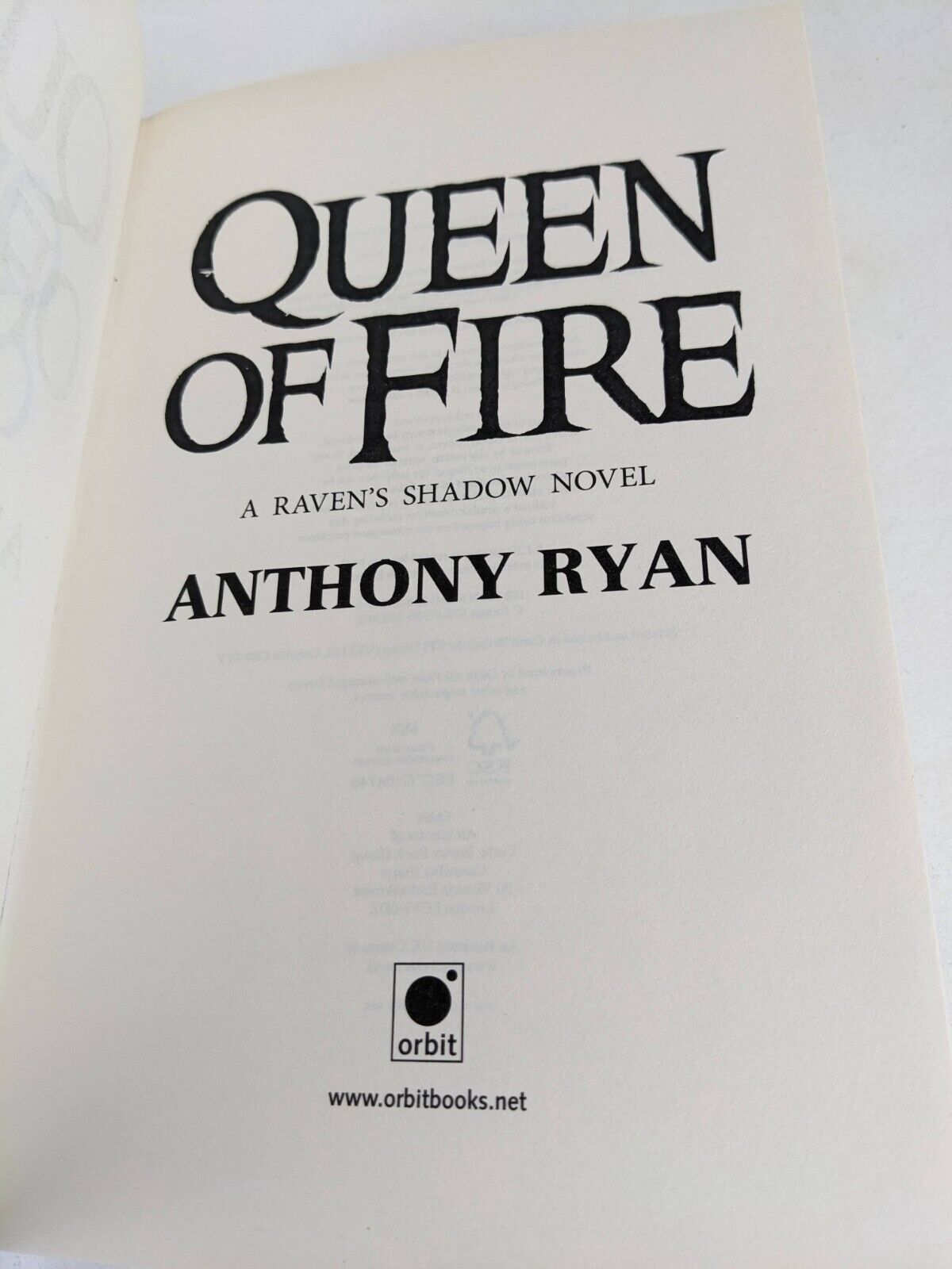 Queen of fire by Anthony Ryan 2015 Hardcover Raven's shadow