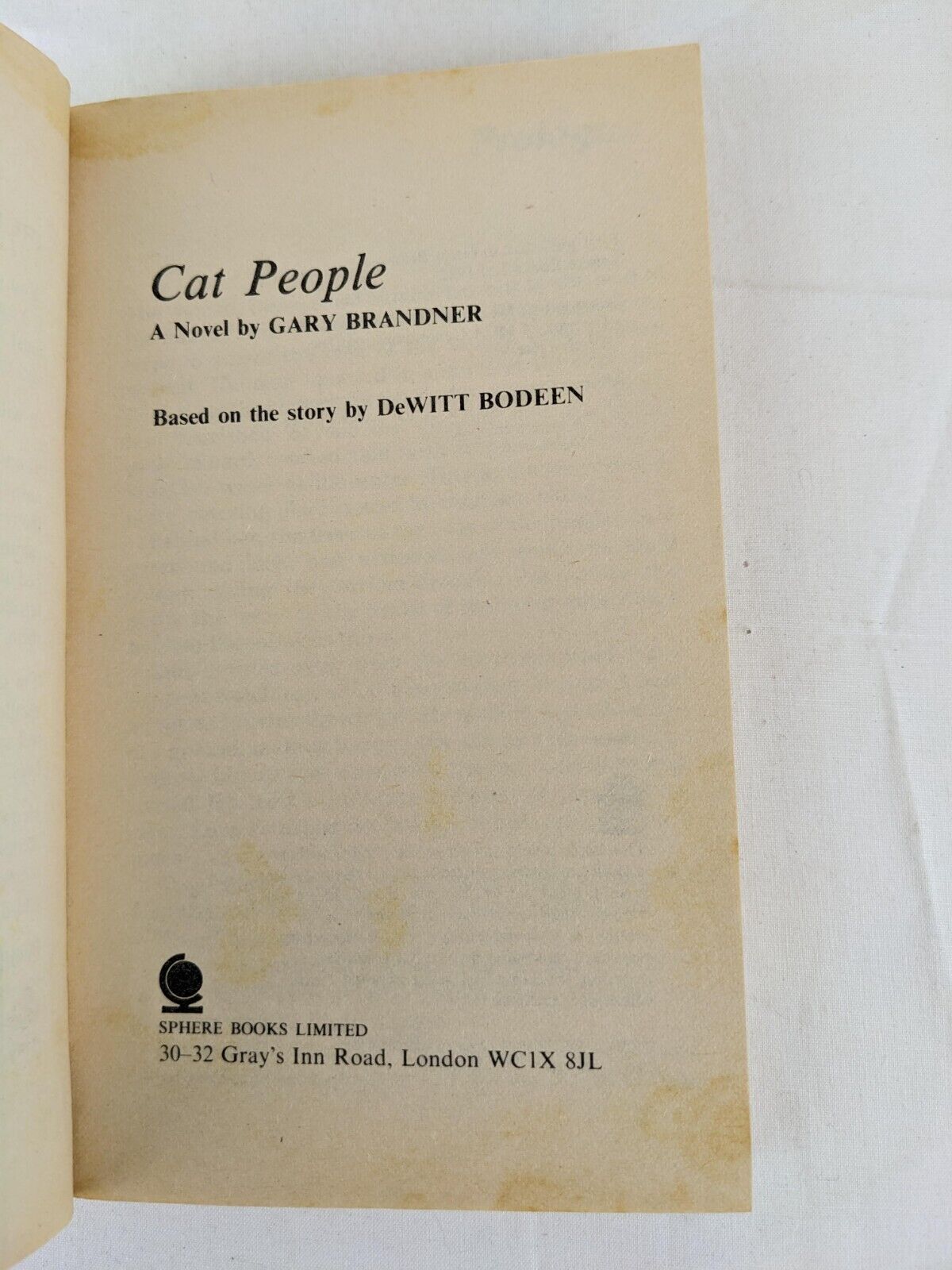 Cat People by Gary Brandner 1982 Sphere erotica Fantasy DeWitt Bodeen