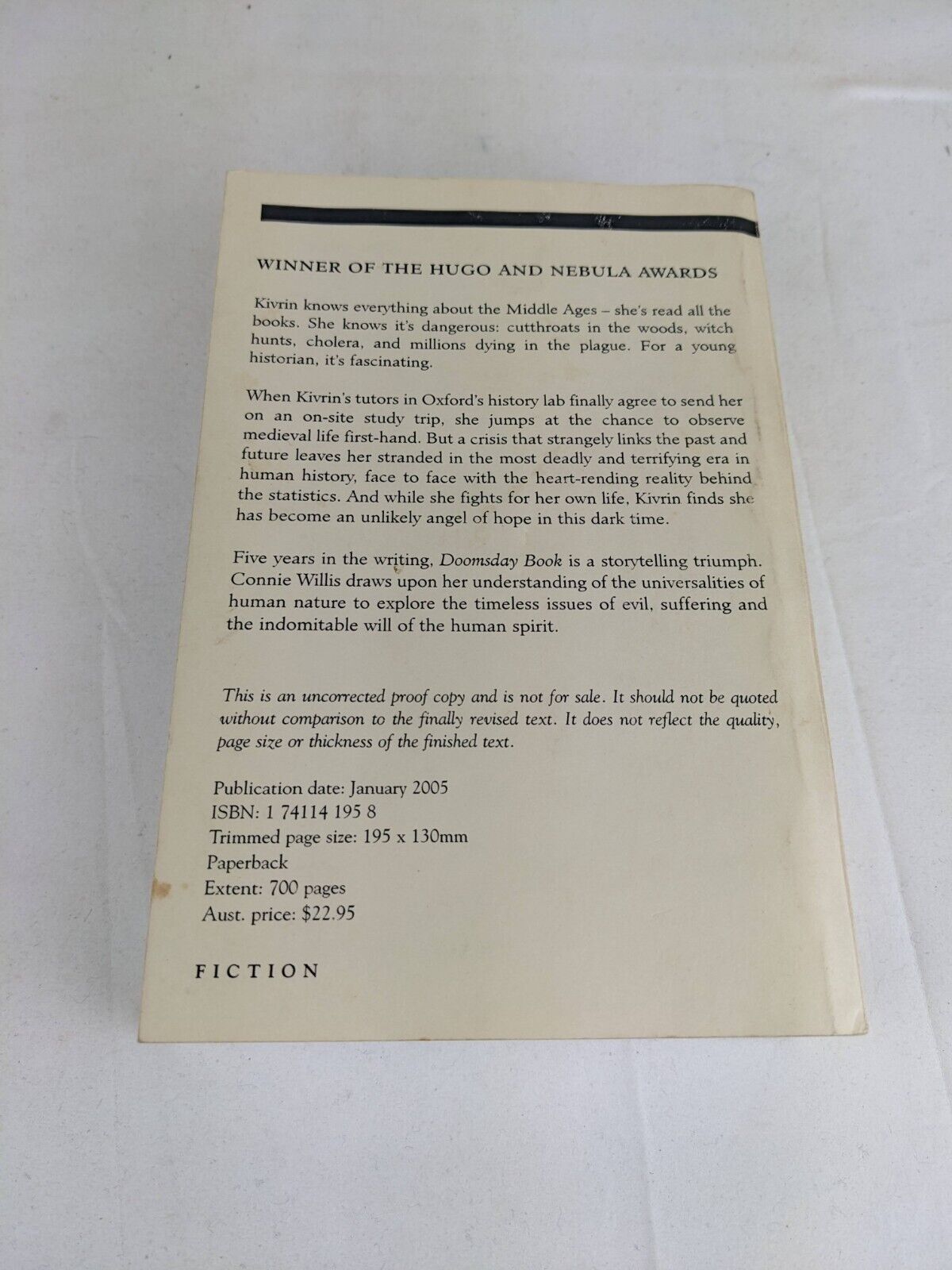 Doomsday book by Connie Willis Uncorrected Proof 2005