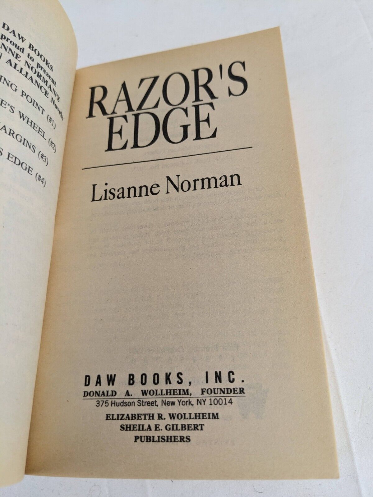 Sholan Alliance Series x 3 by Lisanne Norman 1995 Fortune's wheel, razors edge,