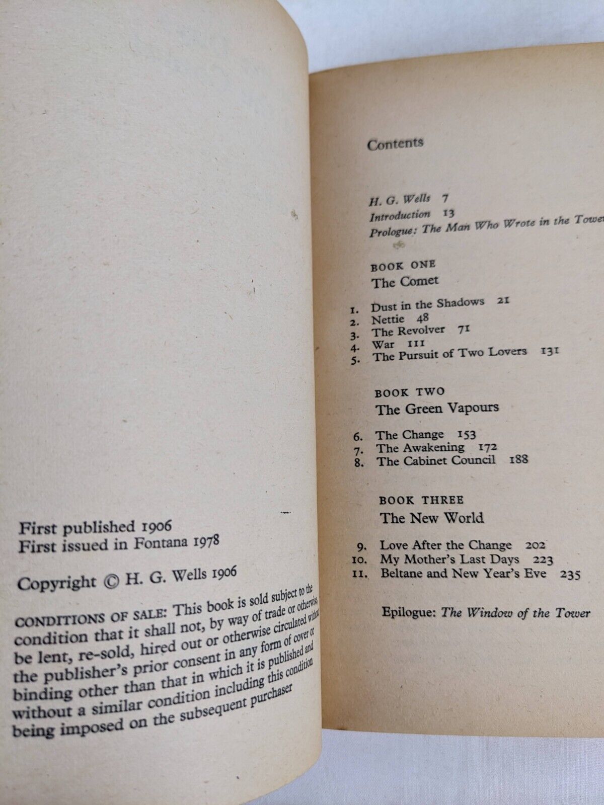 In the days of the comet by H. G. Wells 1978 Fontana edition