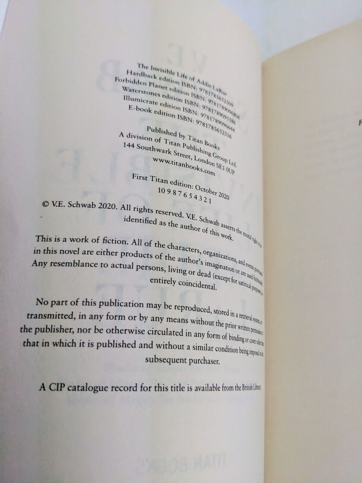 The invisible life of Addie LaRue by V. E. Schwab 2020