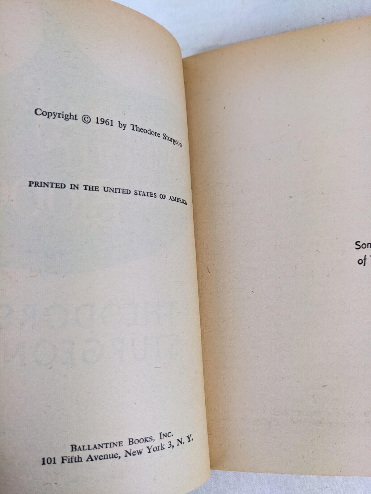 Some of your blood by Theodore Sturgeon 1961 Ballantine books