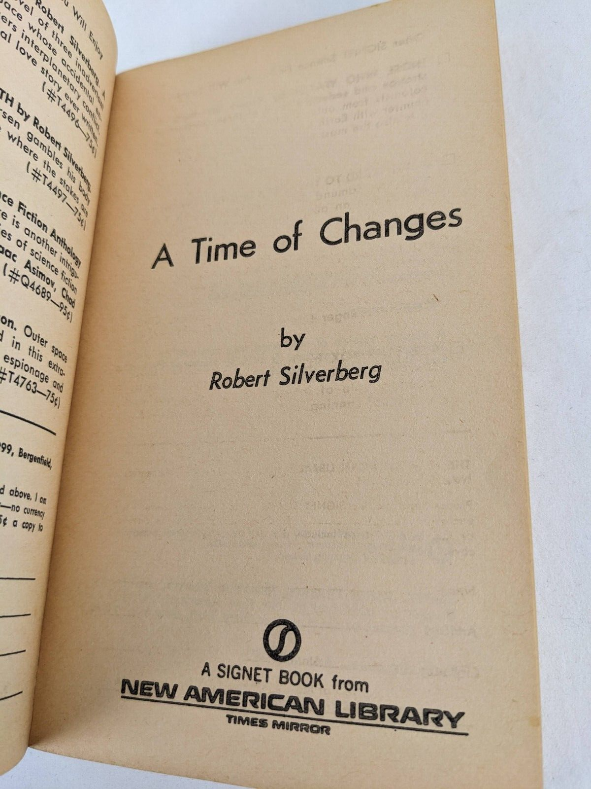 A time of changes by Robert Silverberg 1971