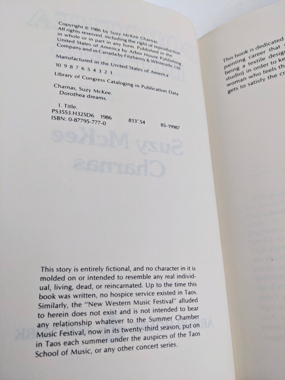 Dorothea dreams by Suzy McKee Charnas hardcover 1986