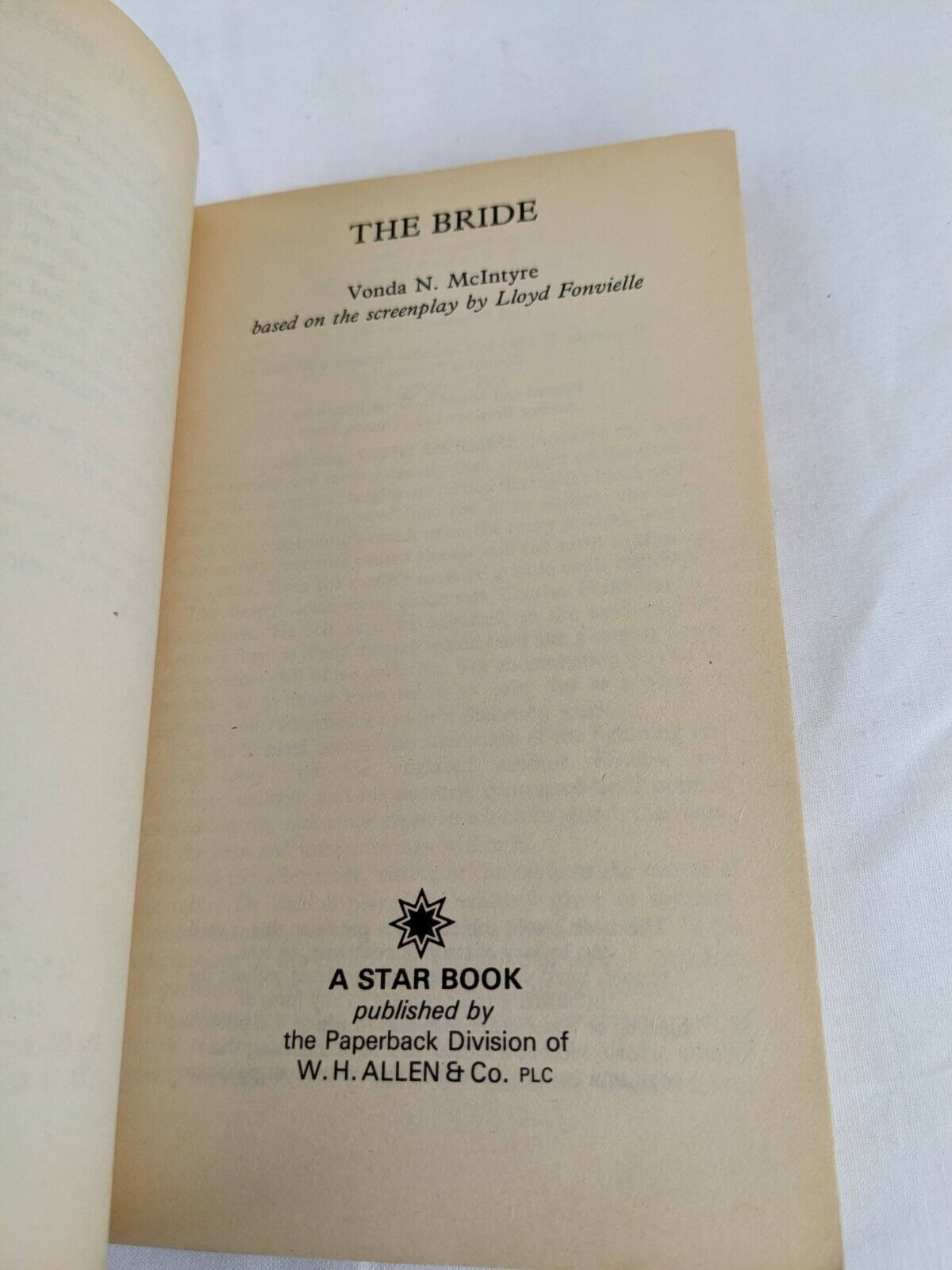 The bride by Vonda N. McIntyre 1985 Novelization