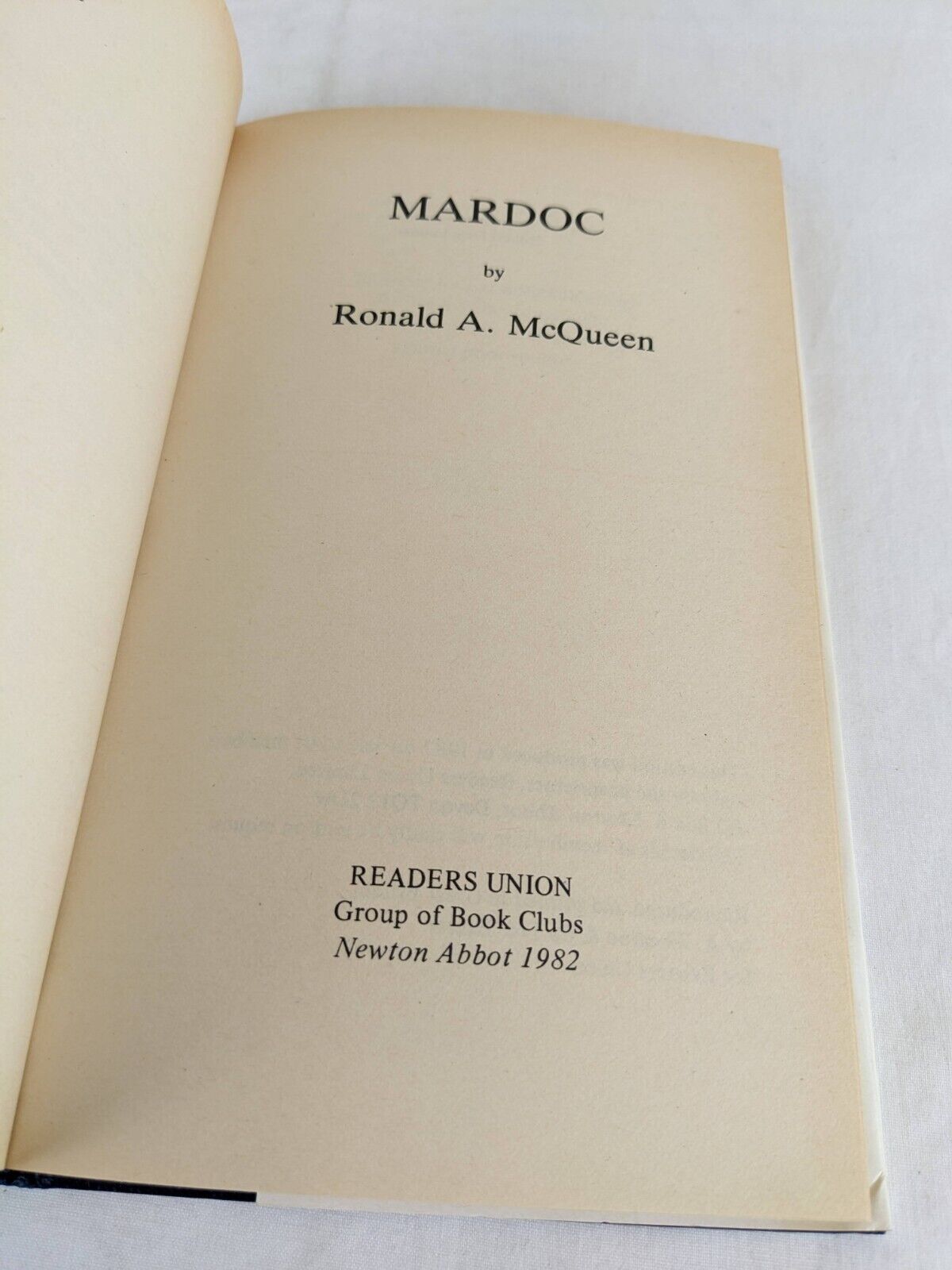 Mardoc by Ronald A McQueen 1982 Hardcover Science Fiction Book Club