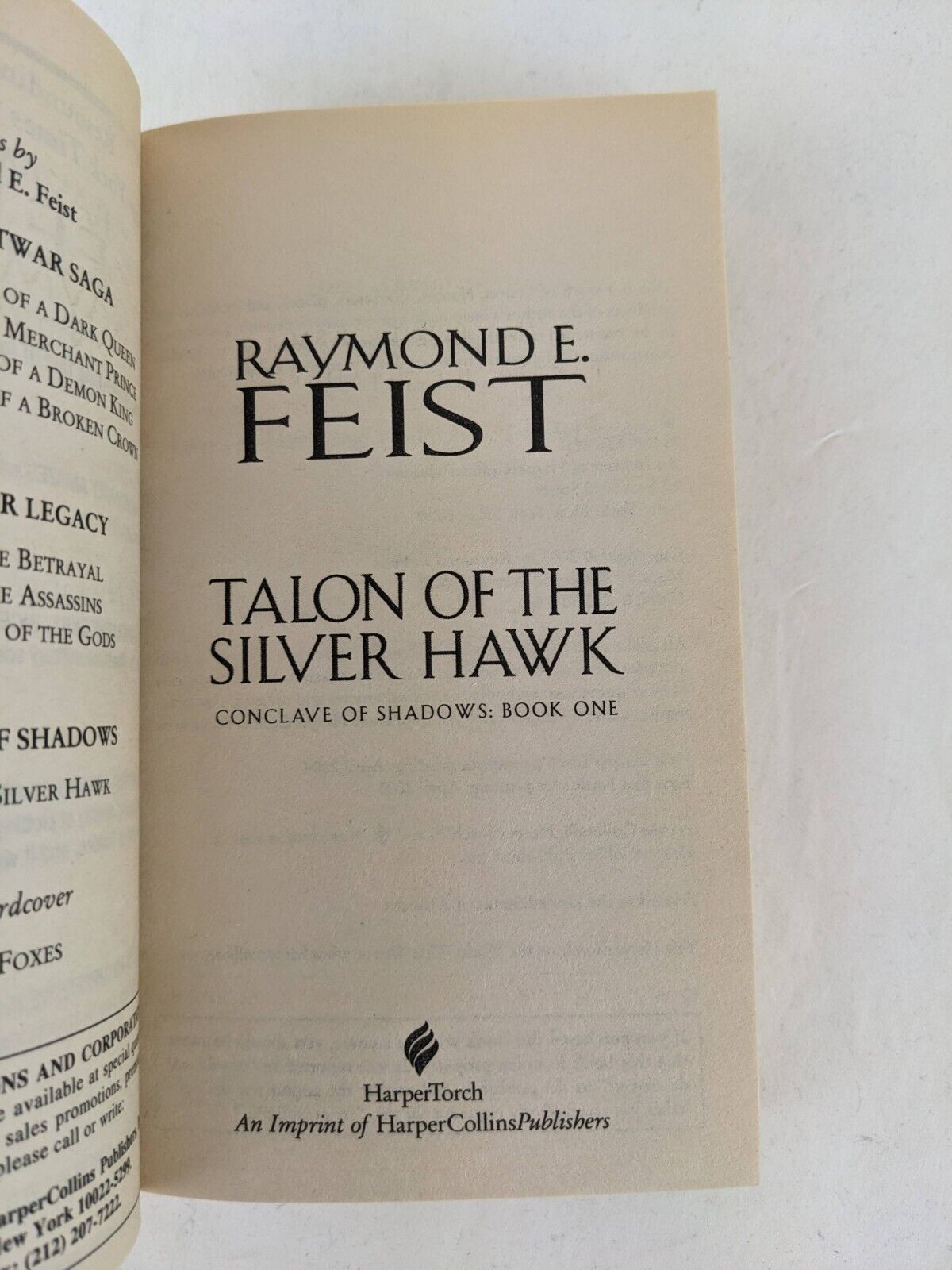 Talon of the silver hawk by Raymond E. Feist 2004 Conclave of shadows
