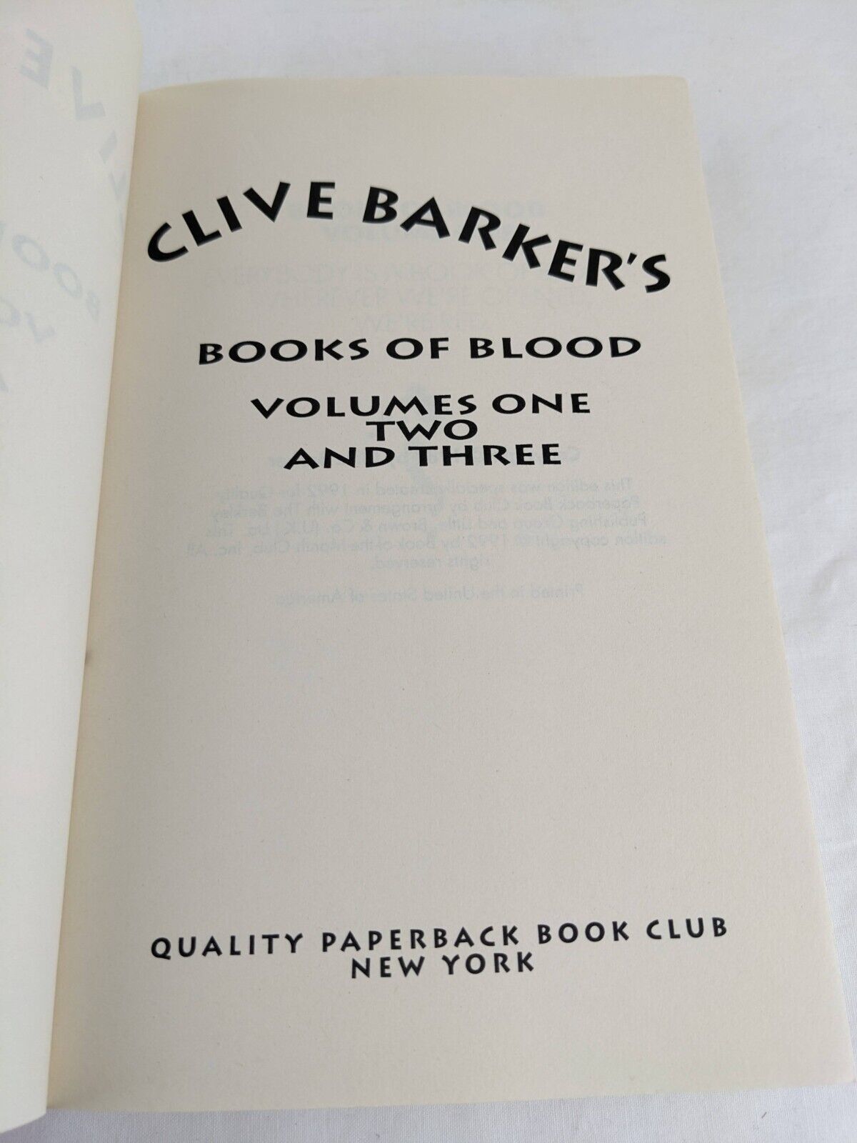 Books of blood volumes one, two & three by Clive Barker 1992