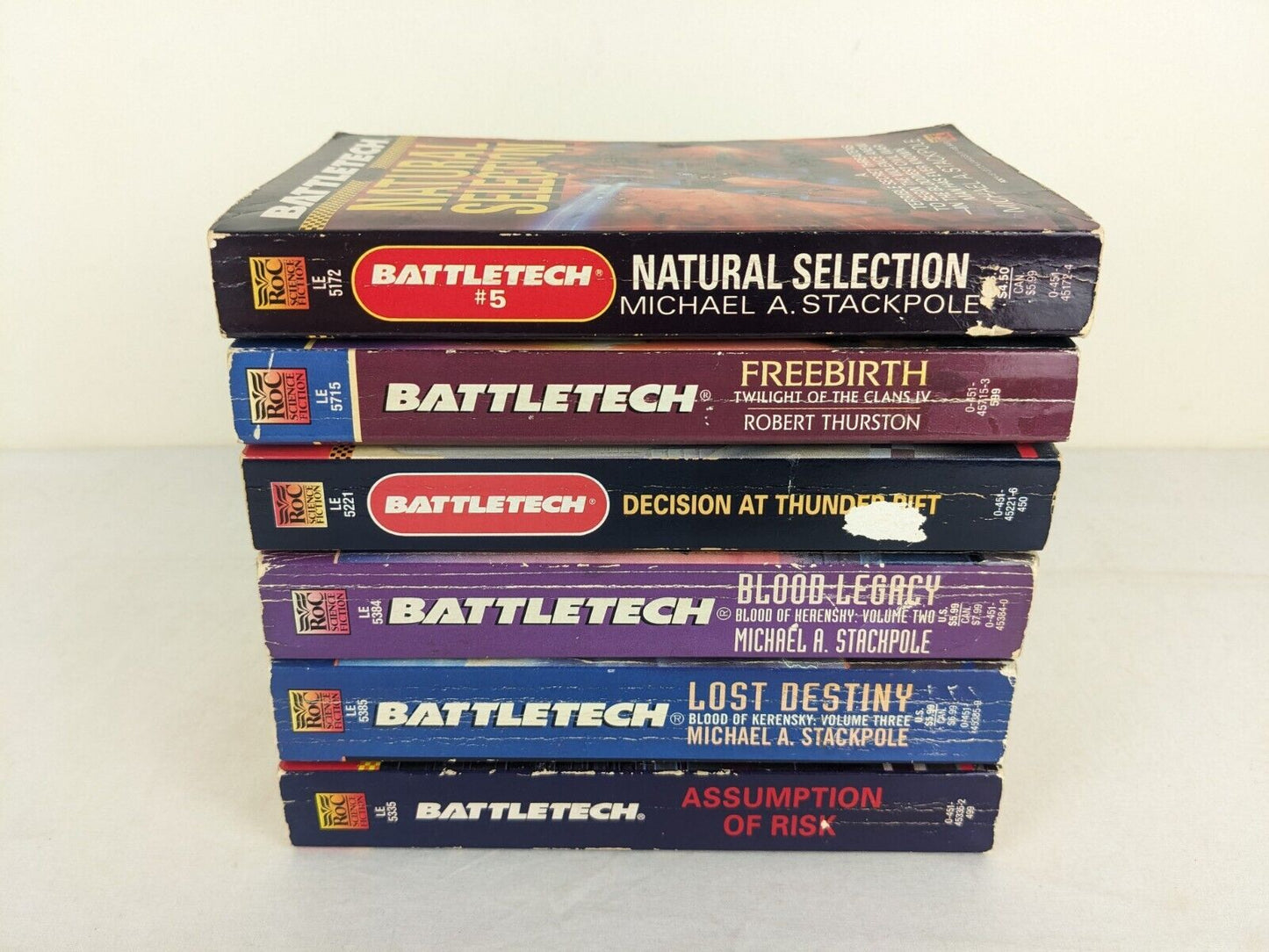 Battletech books x 6 by Michael A. Stackpole - Natural selection, freebirth etc.