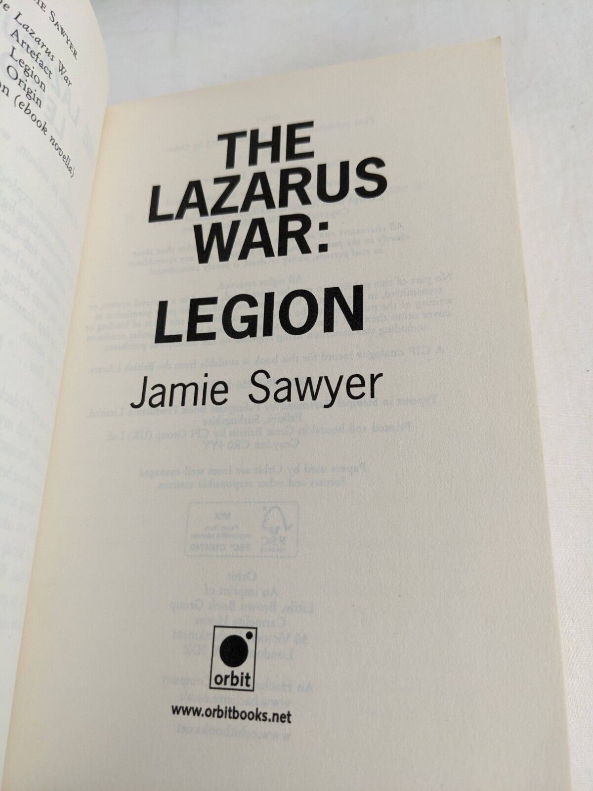 The Lazarus war by Jamie Sawyer 2015 Artefact, Legion, Origins