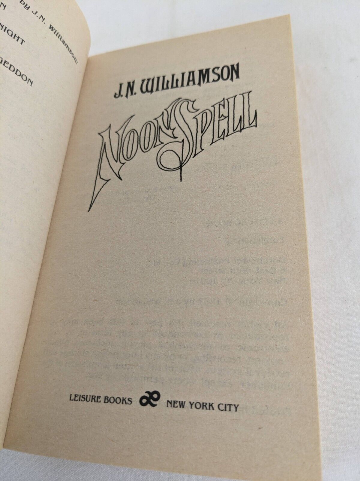 Noonspell by J.N. Williamson 1987 Horror