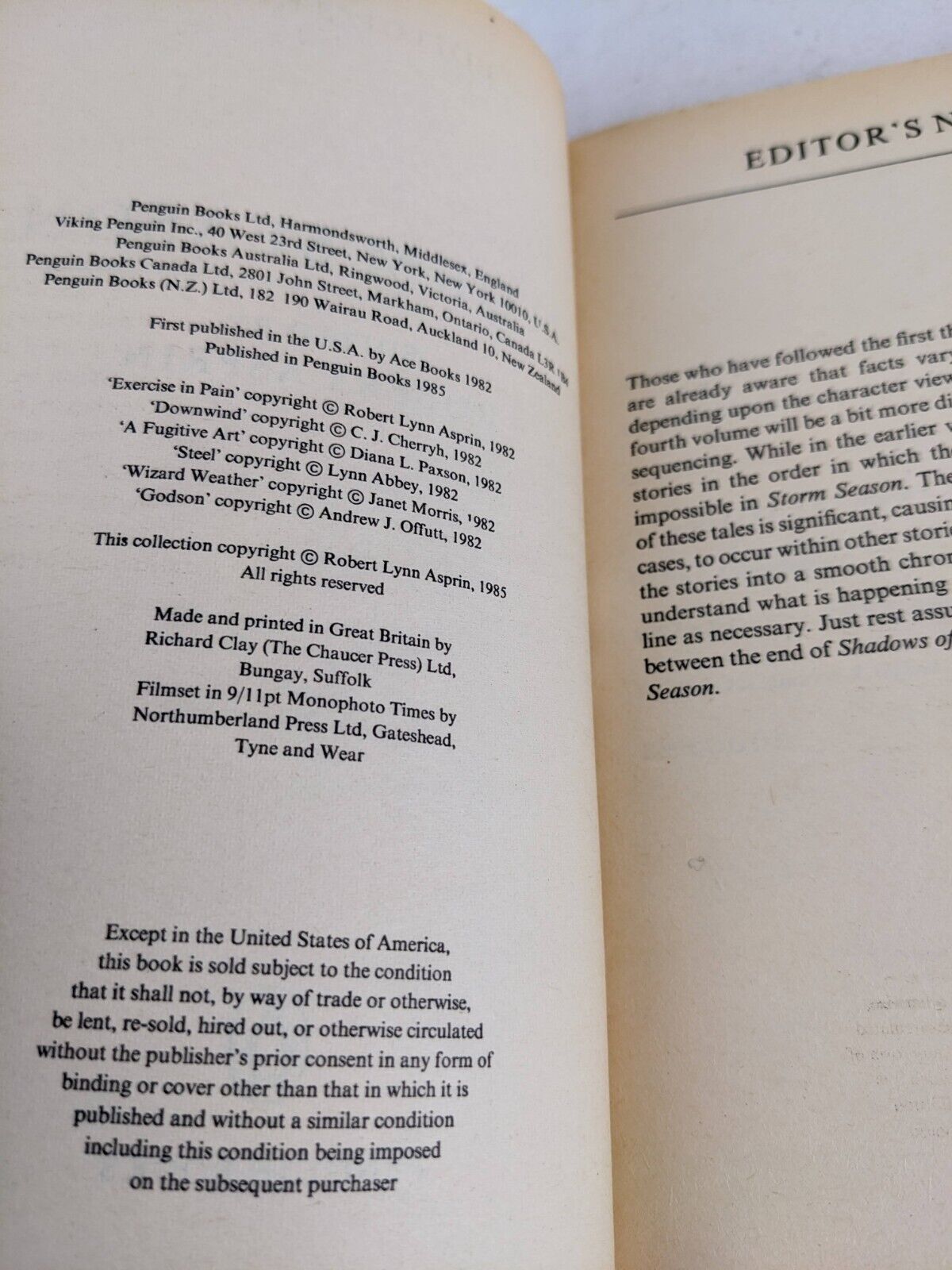 Storm season edited by Robert Asprin 1985 Thieves world