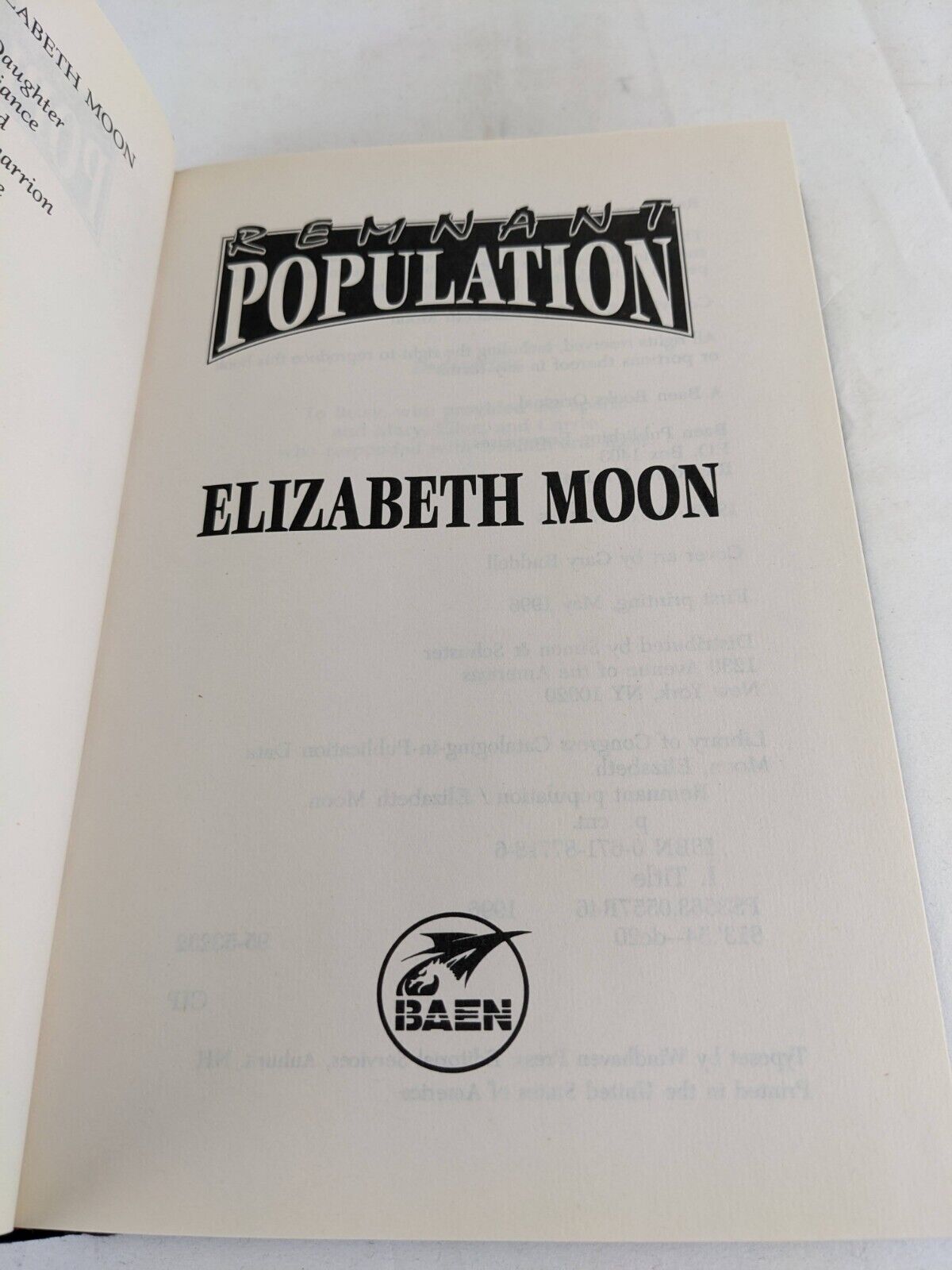 Remnant Population by Elizabeth Moon 1996 First Edition First print Hardcover