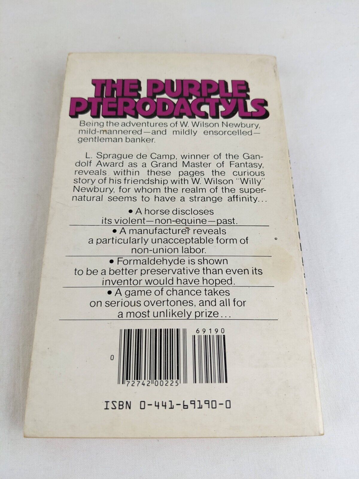 The purple Pterodactyls by L. Sprague De Camp 1980 First Ace Printing
