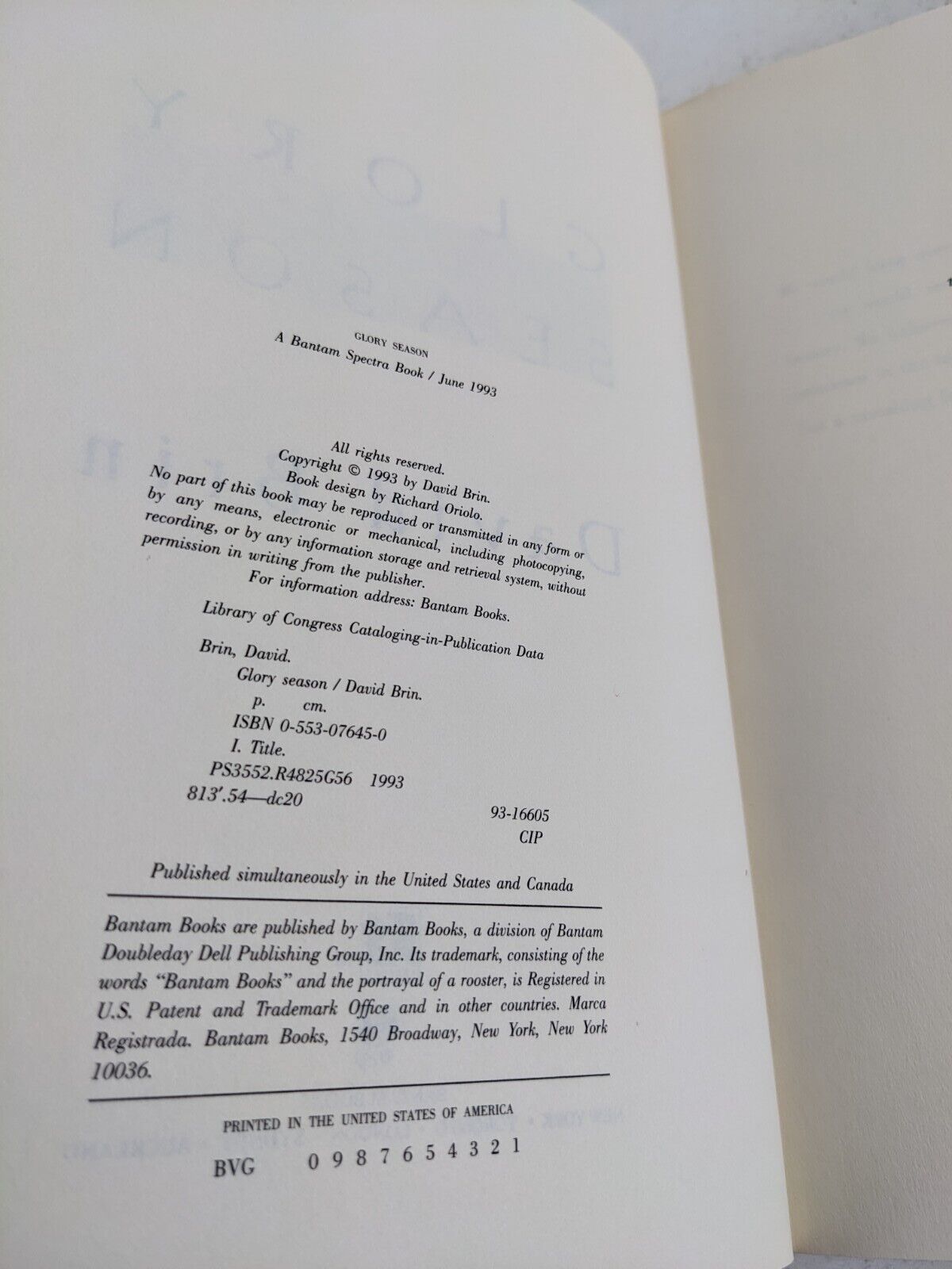 Glory Season by David Brin Hardcover 1993