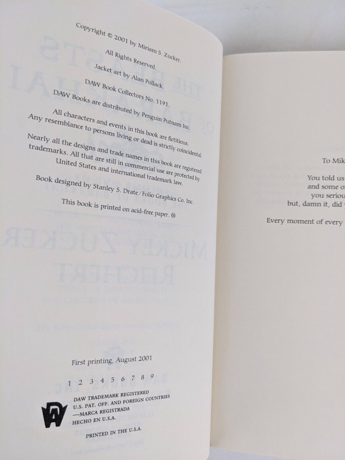 The beasts of Barakhai by Mickey Zucker Reichert hardcover First edition 2001