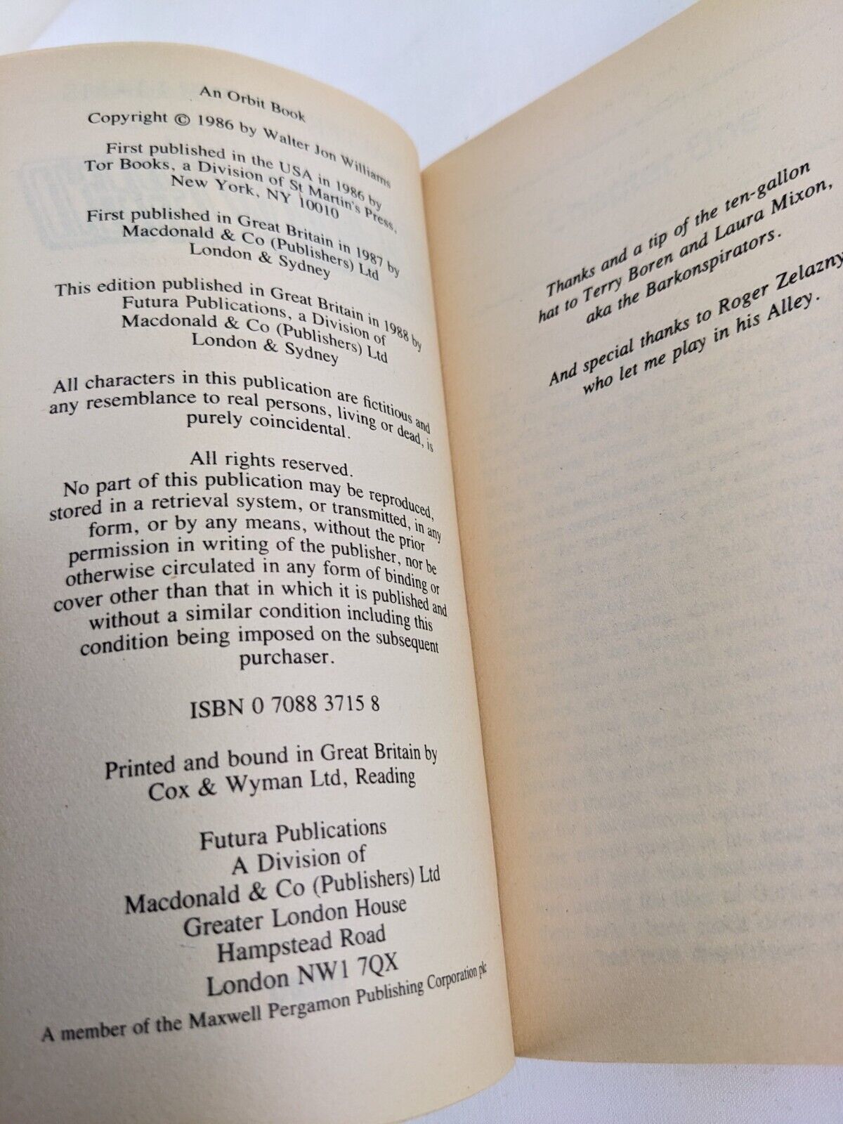 Hardwired & Voice of the whirlwind by Walter Jon Williams 1987