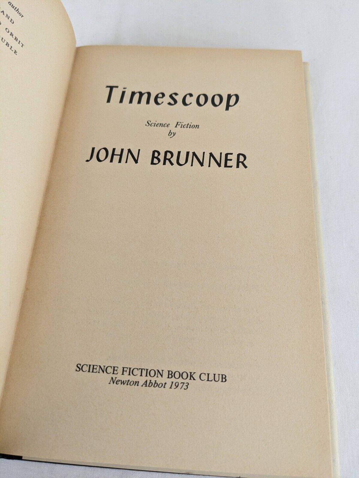 Timescoop by John Brunner 1973 Hardcover Reader's Union