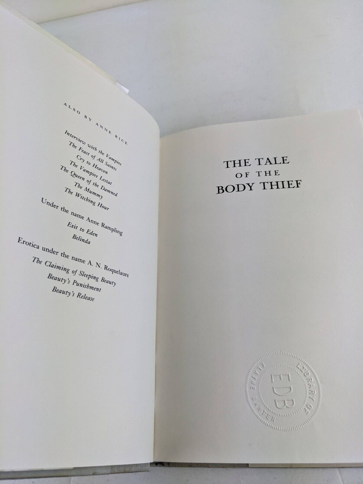 The tale of the body thief by Anne Rice 1991 Knopf US First Edition Hardcover