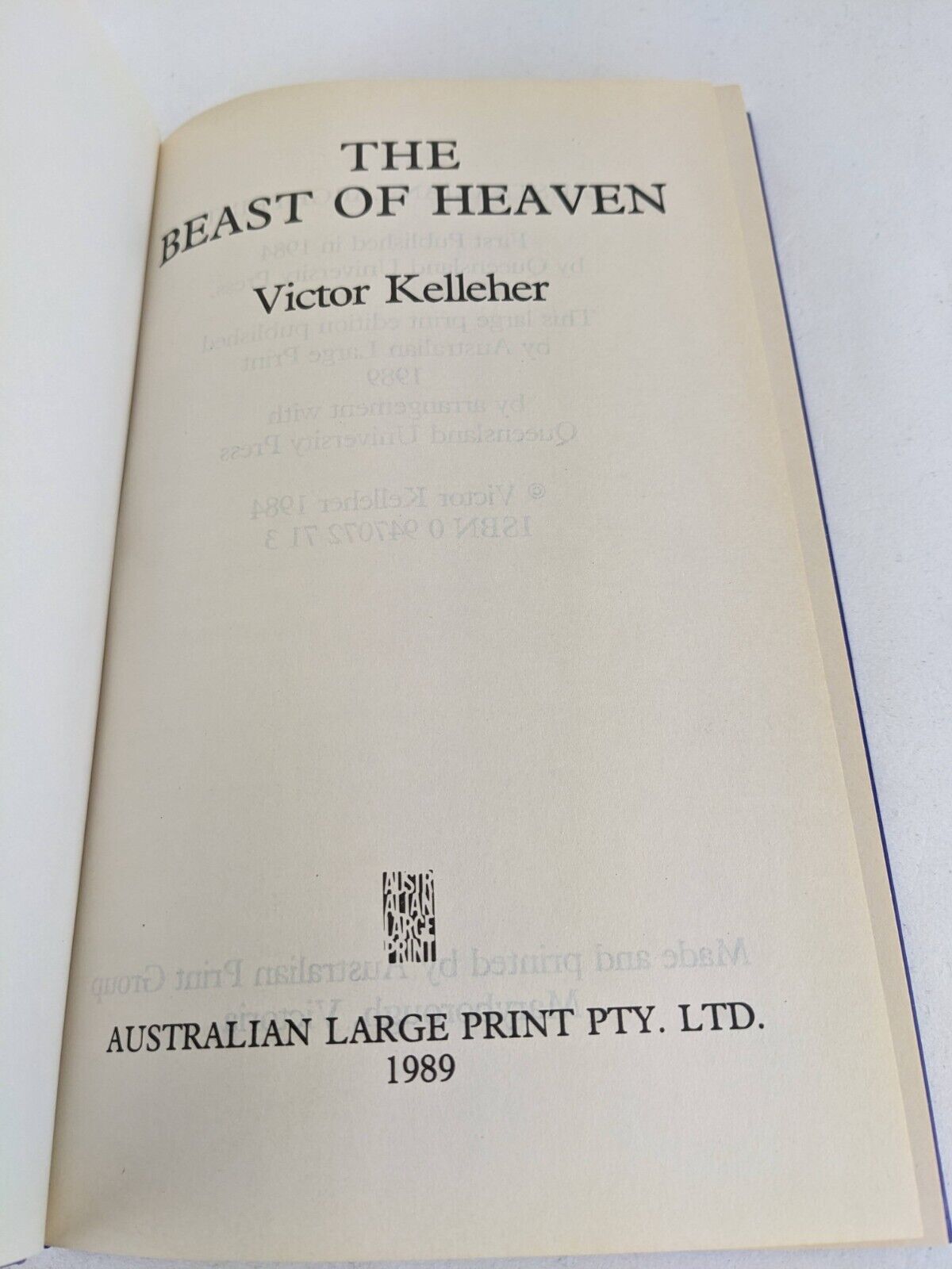 The beast of heaven by Victor Kelleher 1989 Large Print Hardcover