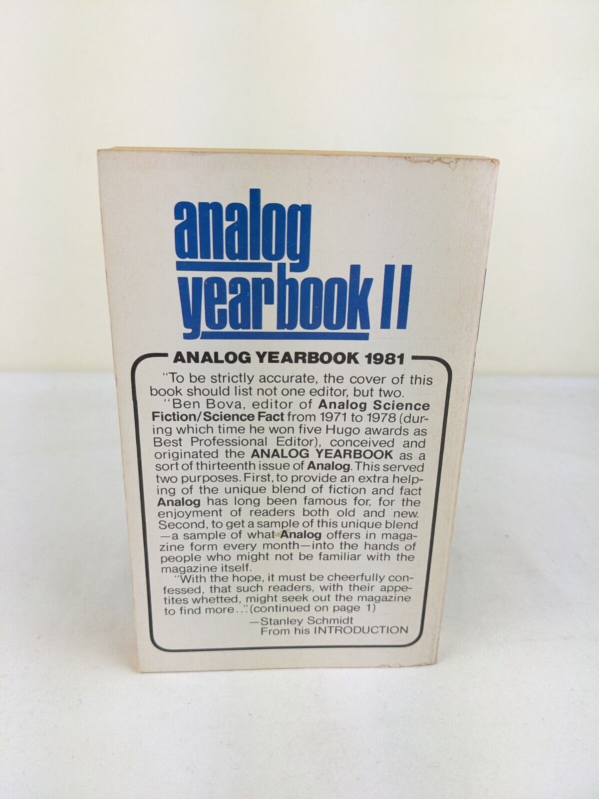 Analog yearbook II edited by Stanley Schmidt 1981 First Ace printing