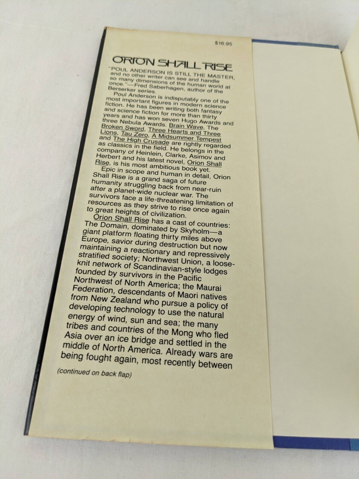 Orion shall rise by Poul Anderson 1983 Hardcover First Edition