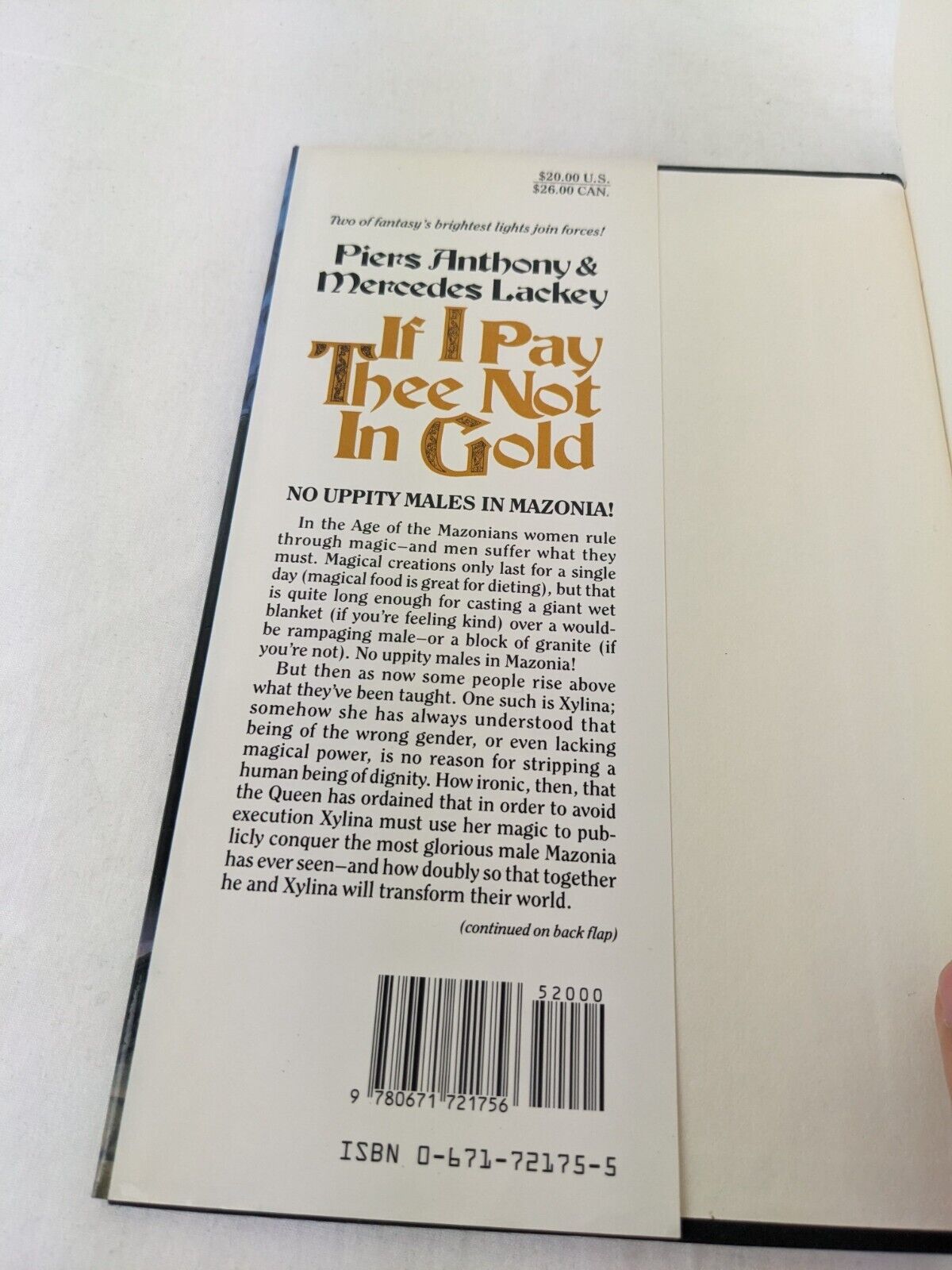 If I pay thee not in gold by Piers Anthony & Mercedes Lackey 1993 Hardcover Baen