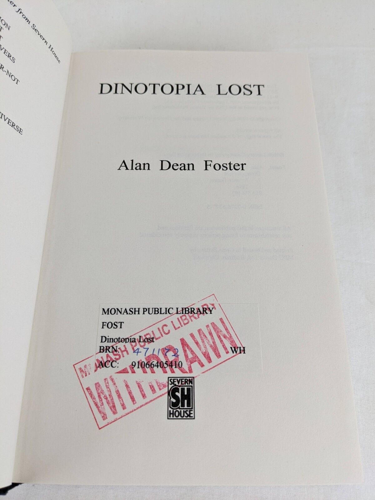 Dinotopia lost by Alan Dean Foster 1998 Hardcover Severn House Rare