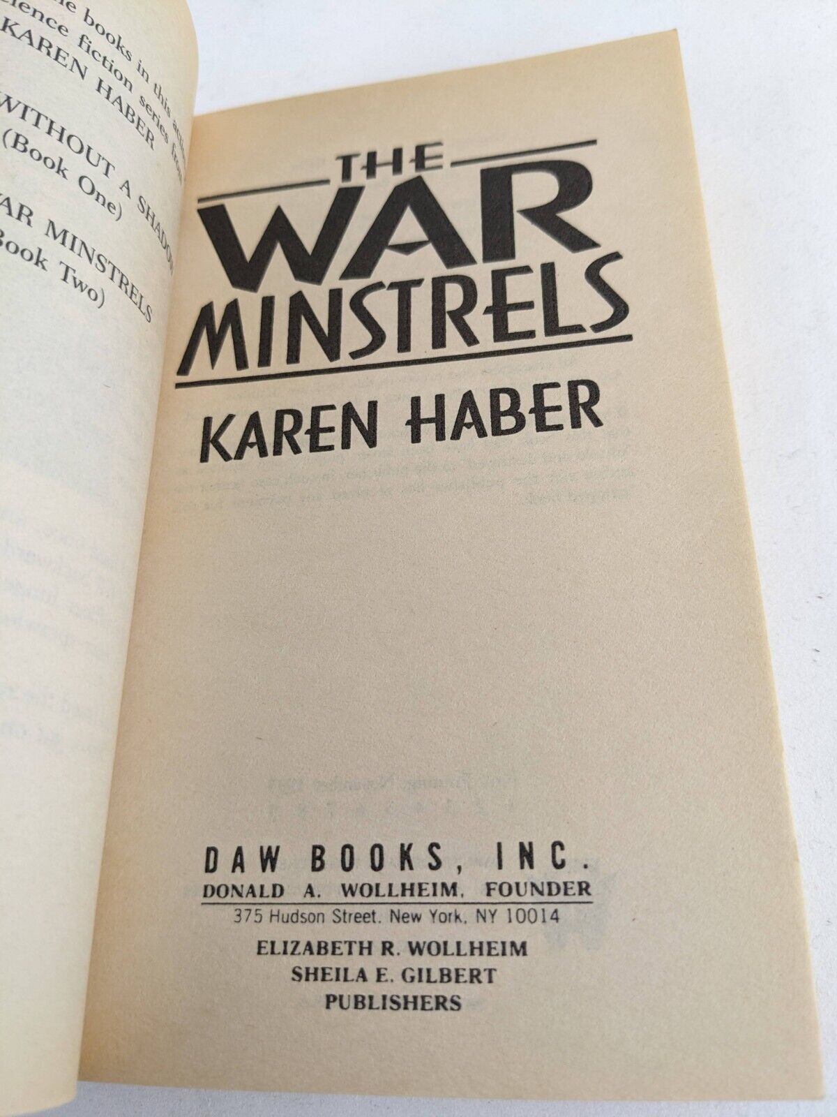 War Minstrels by Karen Haber 1995 Woman without a shadow & War Minstrels