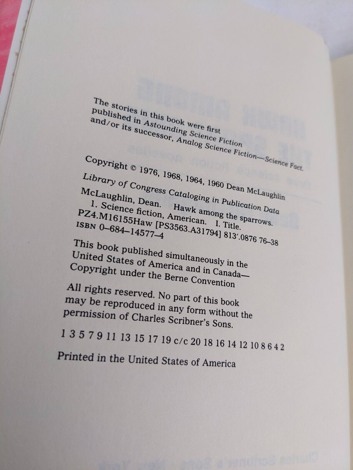 Hawk among the sparrows by Dean McLaughlin 1976 First Edition Hardcover