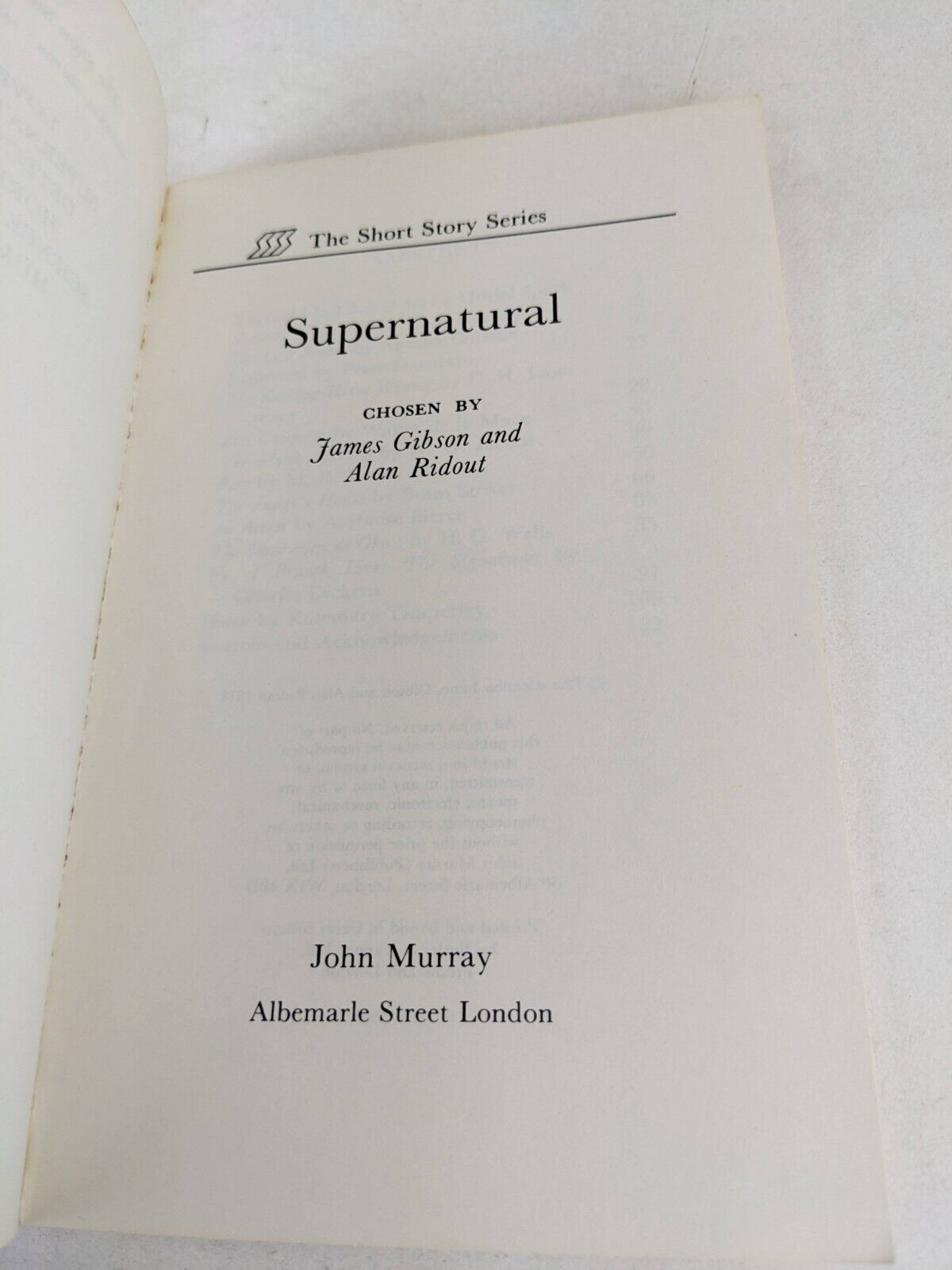 Supernatural by Alan Ridout & James Gibson 1978 Horror Short stories