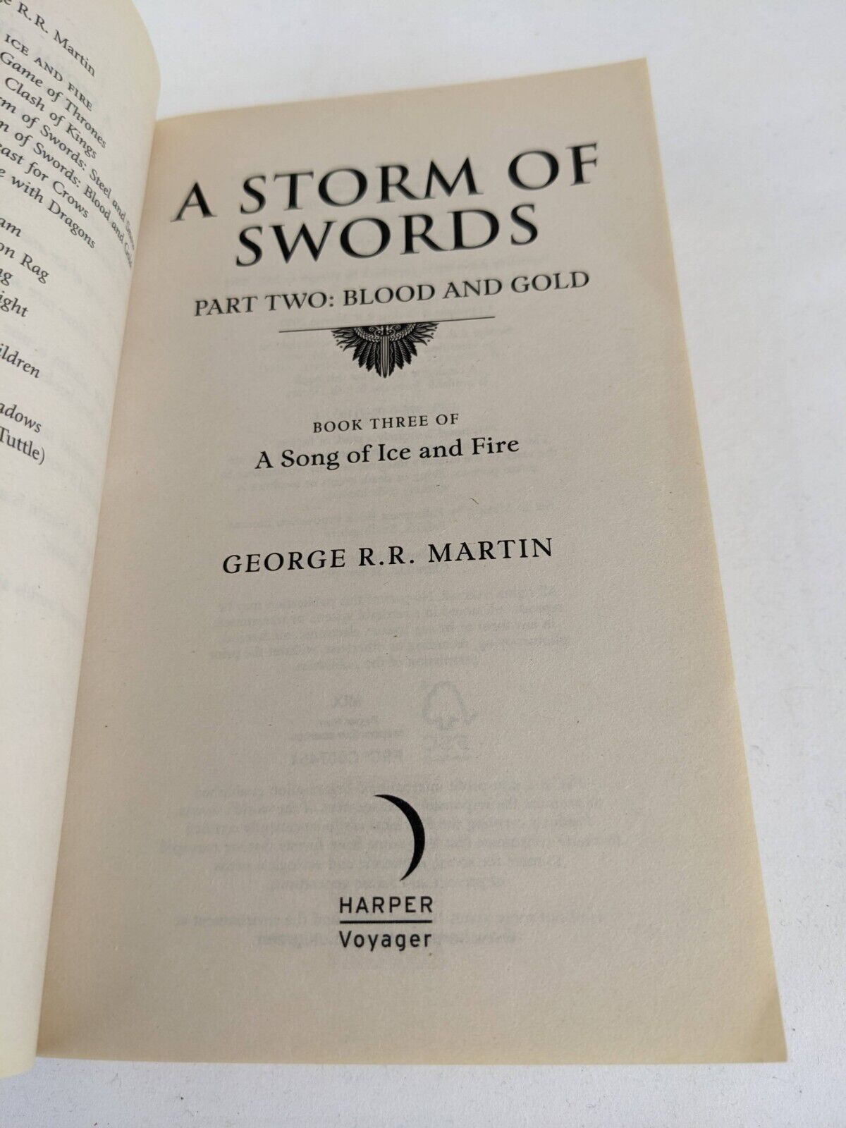 A Clash of Kings & A storm of swords by George R.R. Martin 2003 Ice & Fire