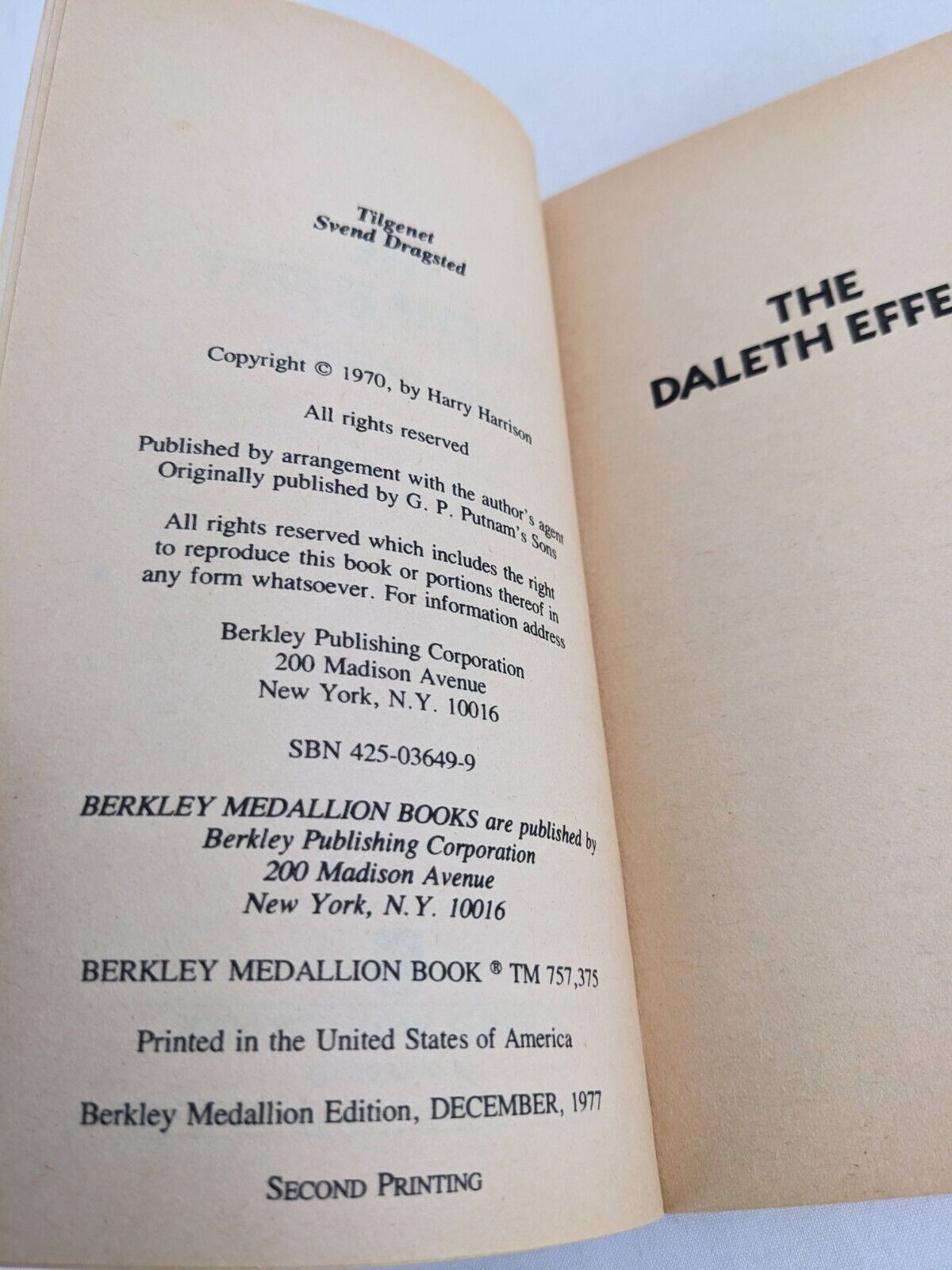 The daleth effect by Harry Harrison 1974 Berkley Medallion book