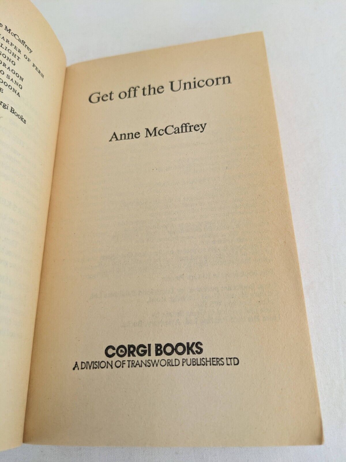 Get off the unicorn by Anne McCaffrey 1981 The talents universe