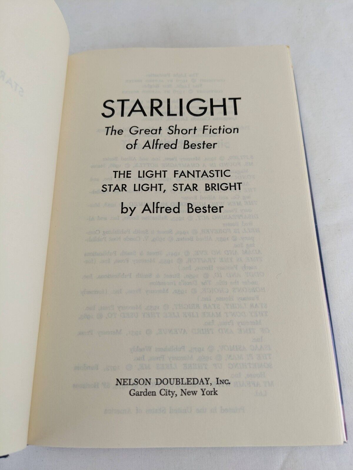 Starlight: The great short fiction of Alfred Bester 1976 Hardcover