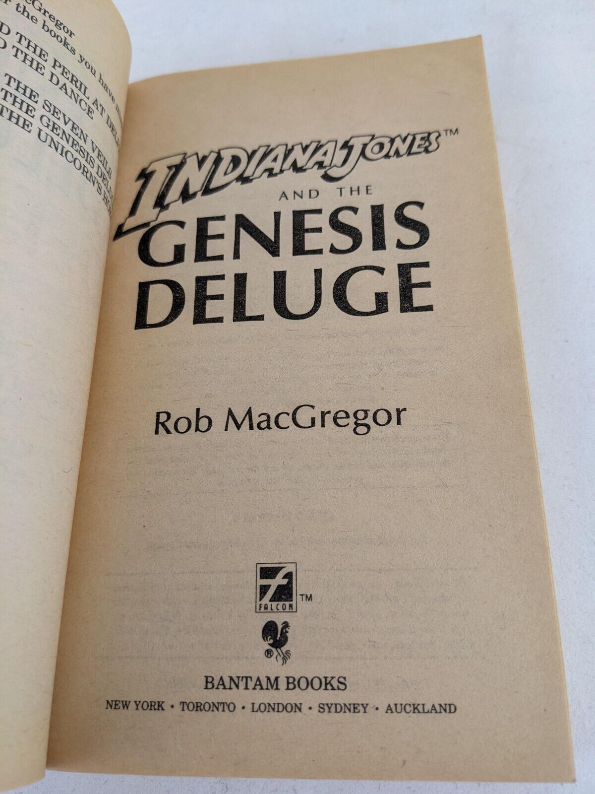 Indiana Jones and the Genesis Deluge by Rob MacGregor 1992 1st Edition/ Printing